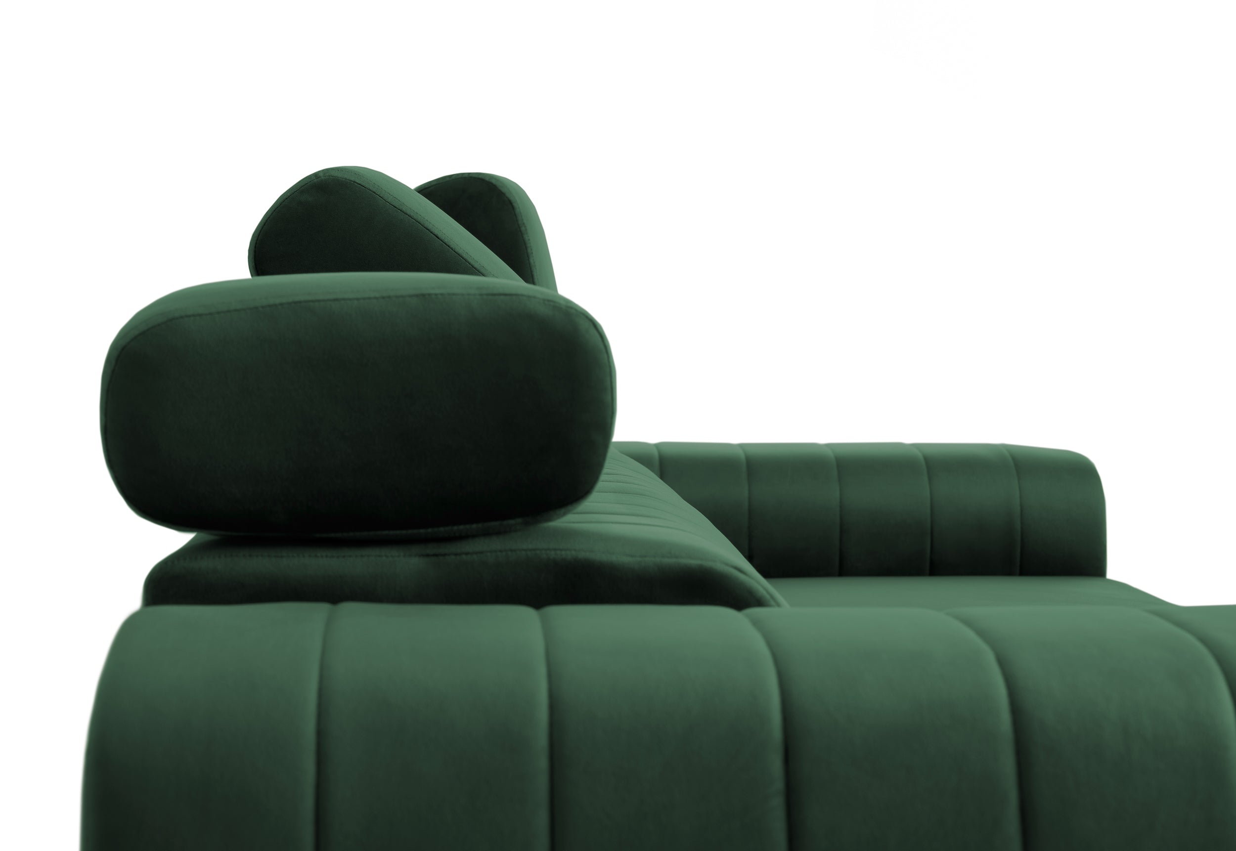 Canapea Extensibilă 3 locuri TIME, cu tetiere reglabile, cu suport lombar, 255x97x94 cm #color_Verde-Padure-Velluto