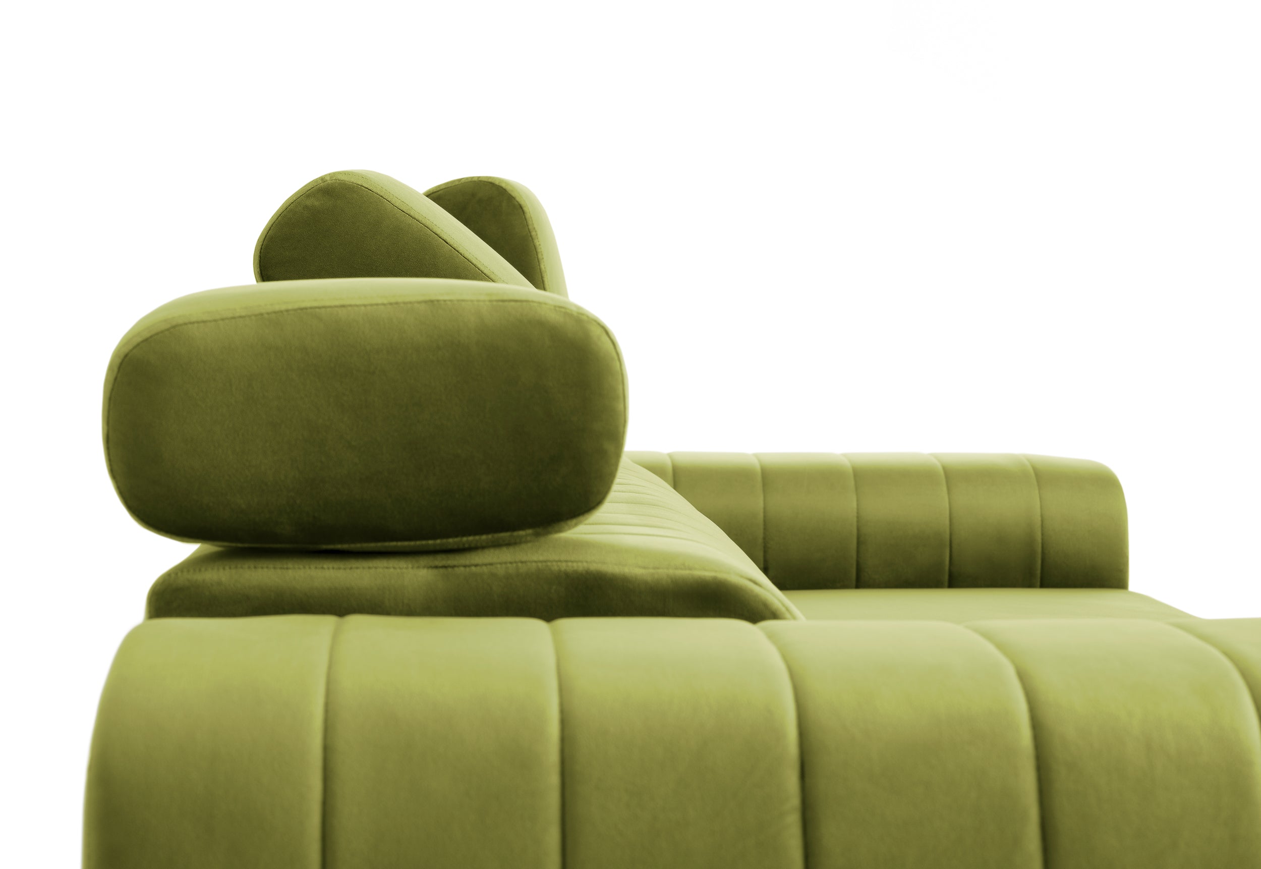 Canapea Extensibilă 3 locuri TIME, cu tetiere reglabile, cu suport lombar, 255x97x94 cm #color_Verde-Olive-Velluto