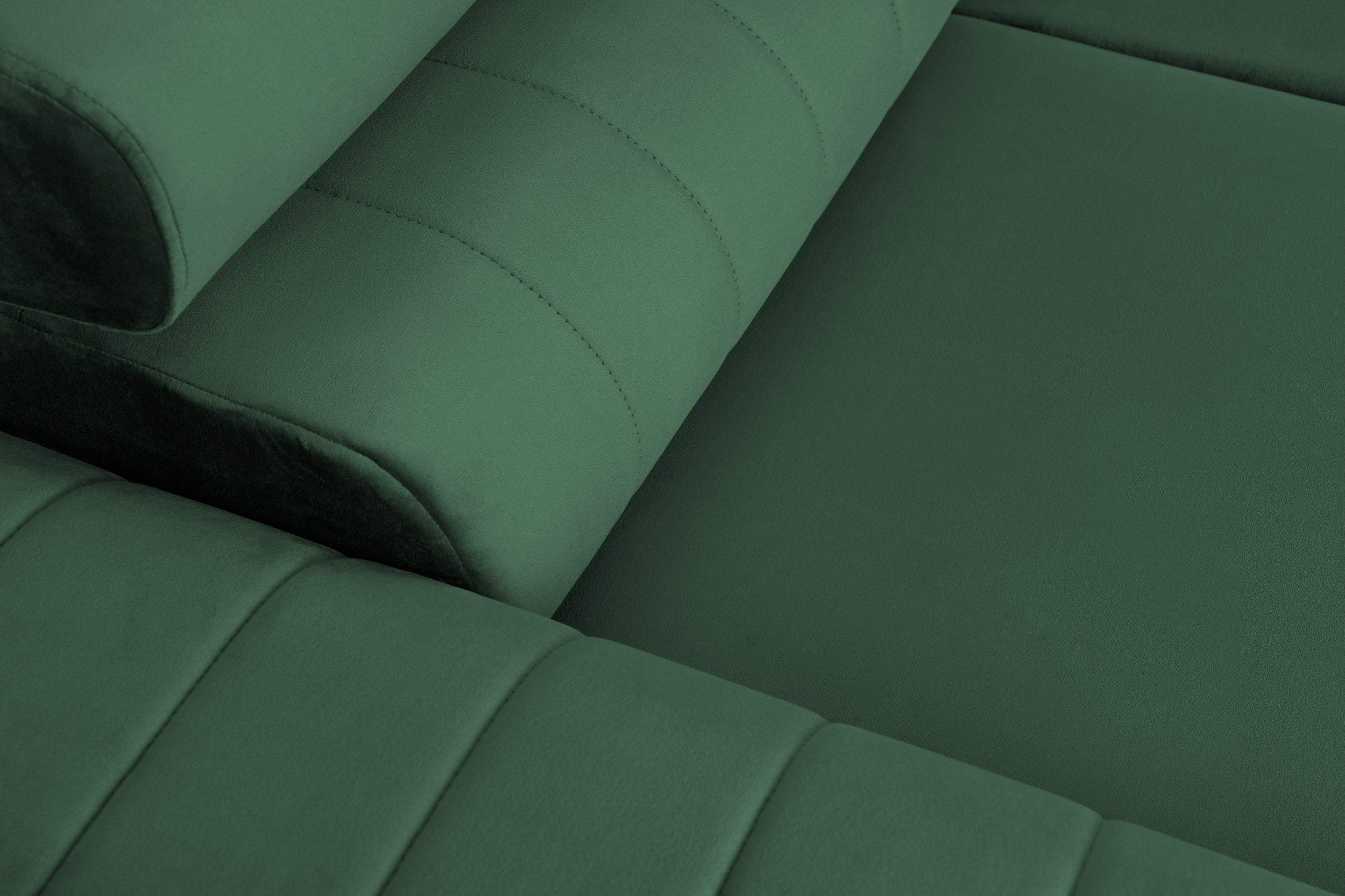 Canapea Extensibilă 3 locuri TIME, cu tetiere reglabile, cu suport lombar, 255x97x94 cm #color_Verde-Padure-Velluto