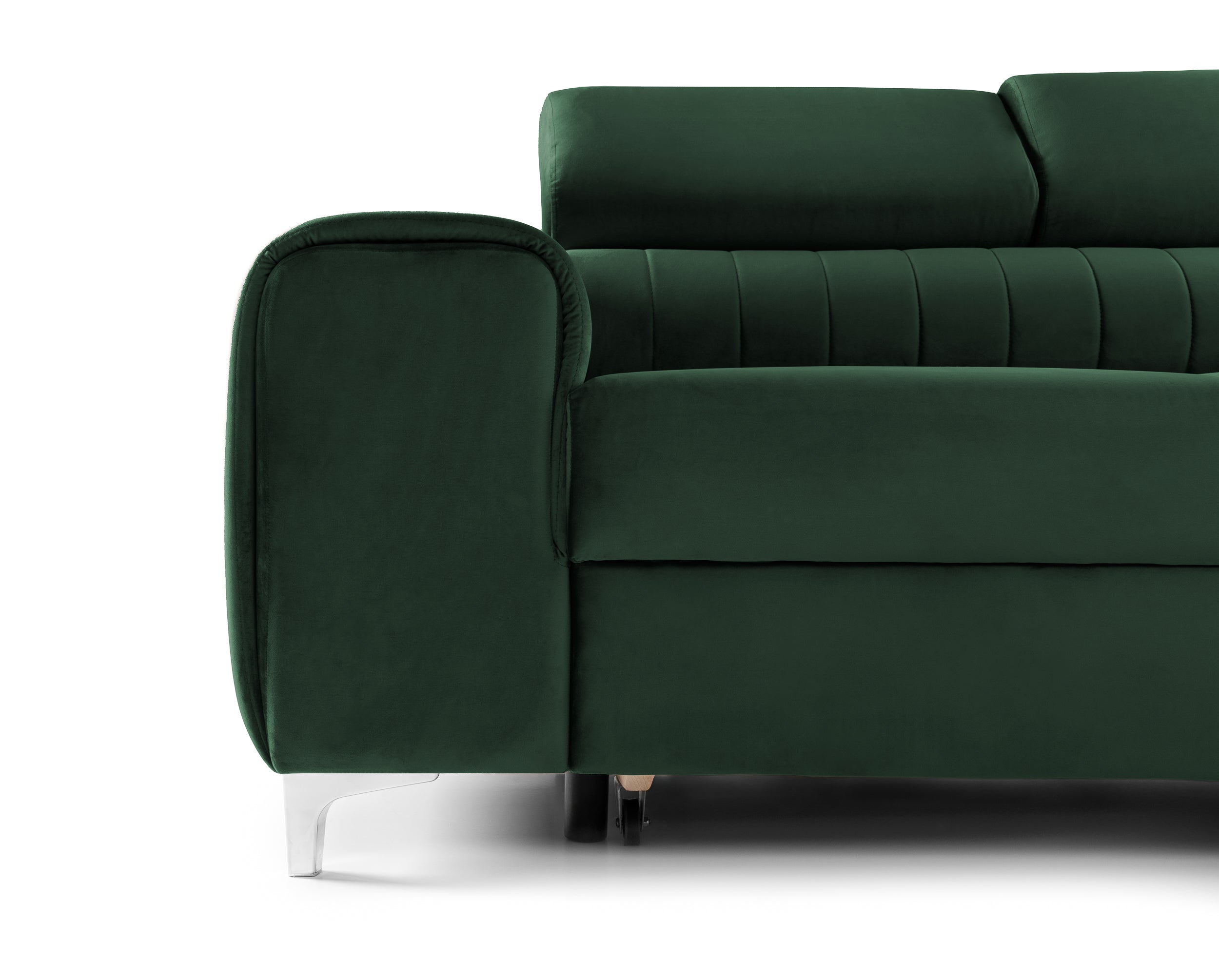 Canapea Extensibilă 3 locuri TIME, cu tetiere reglabile, cu suport lombar, 255x97x94 cm #color_Verde-Padure-Velluto