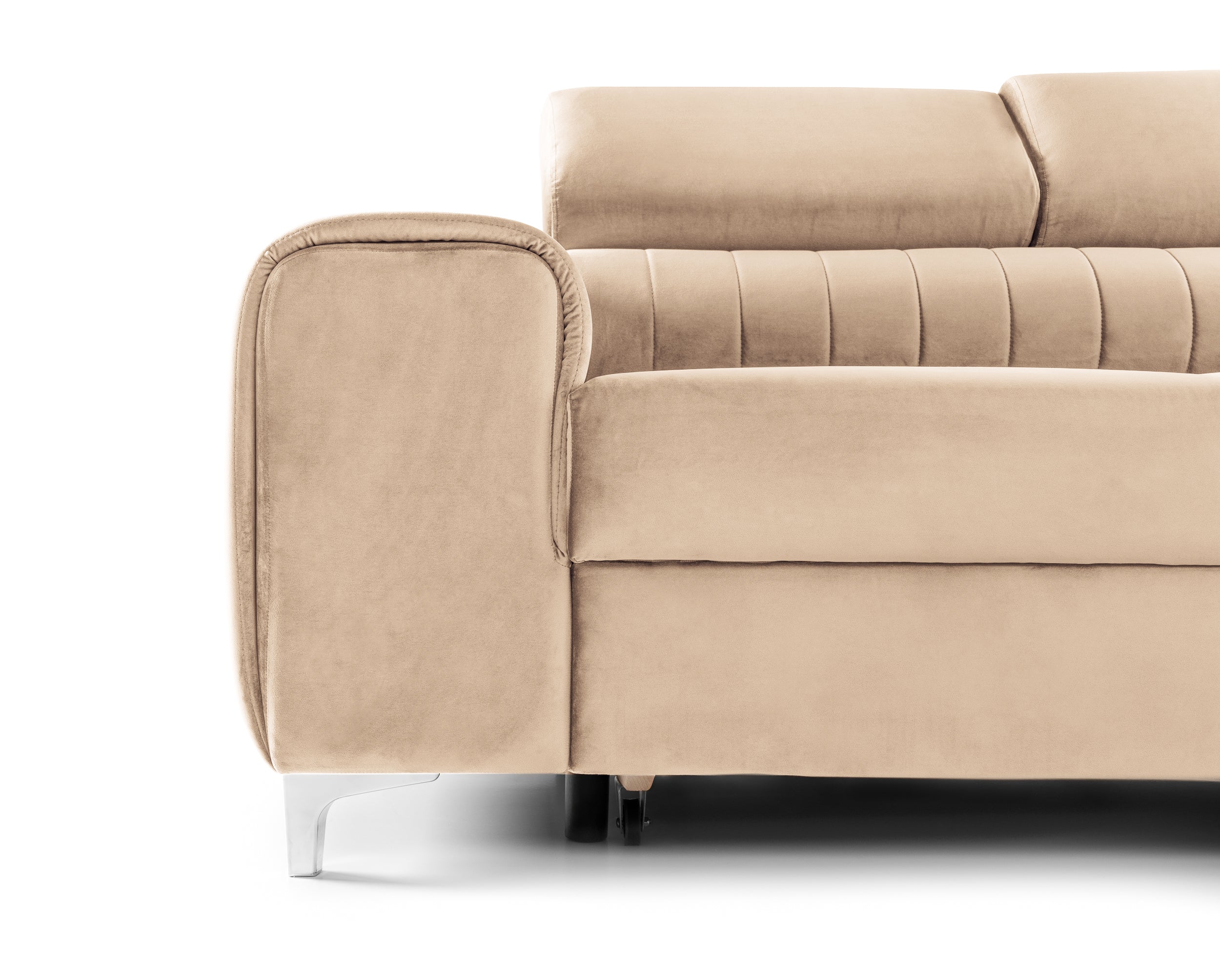 Canapea Extensibilă 3 locuri TIME, cu tetiere reglabile, cu suport lombar, 255x97x94 cm #color_Bej-Velluto
