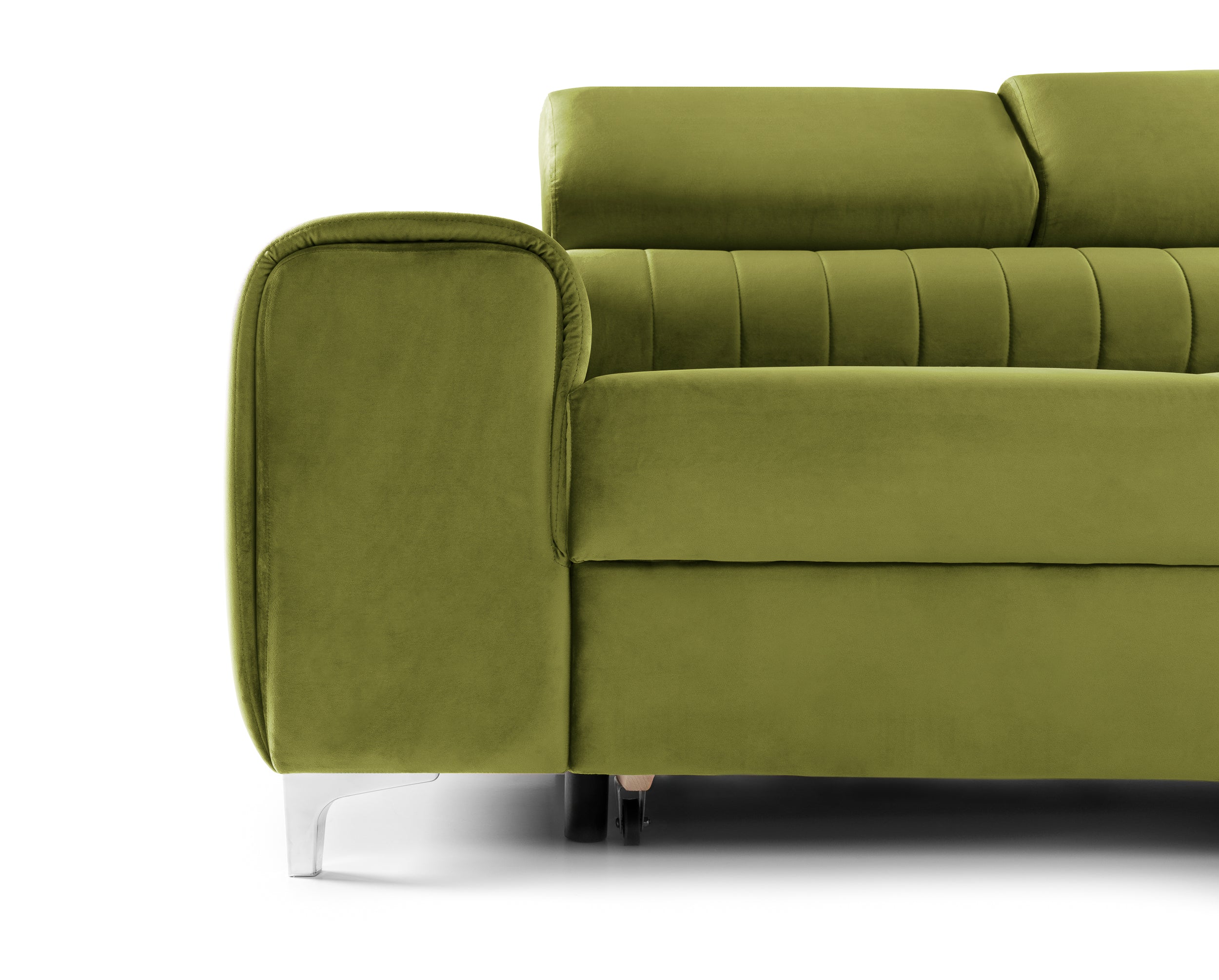 Canapea Extensibilă 3 locuri TIME, cu tetiere reglabile, cu suport lombar, 255x97x94 cm #color_Verde-Olive-Velluto