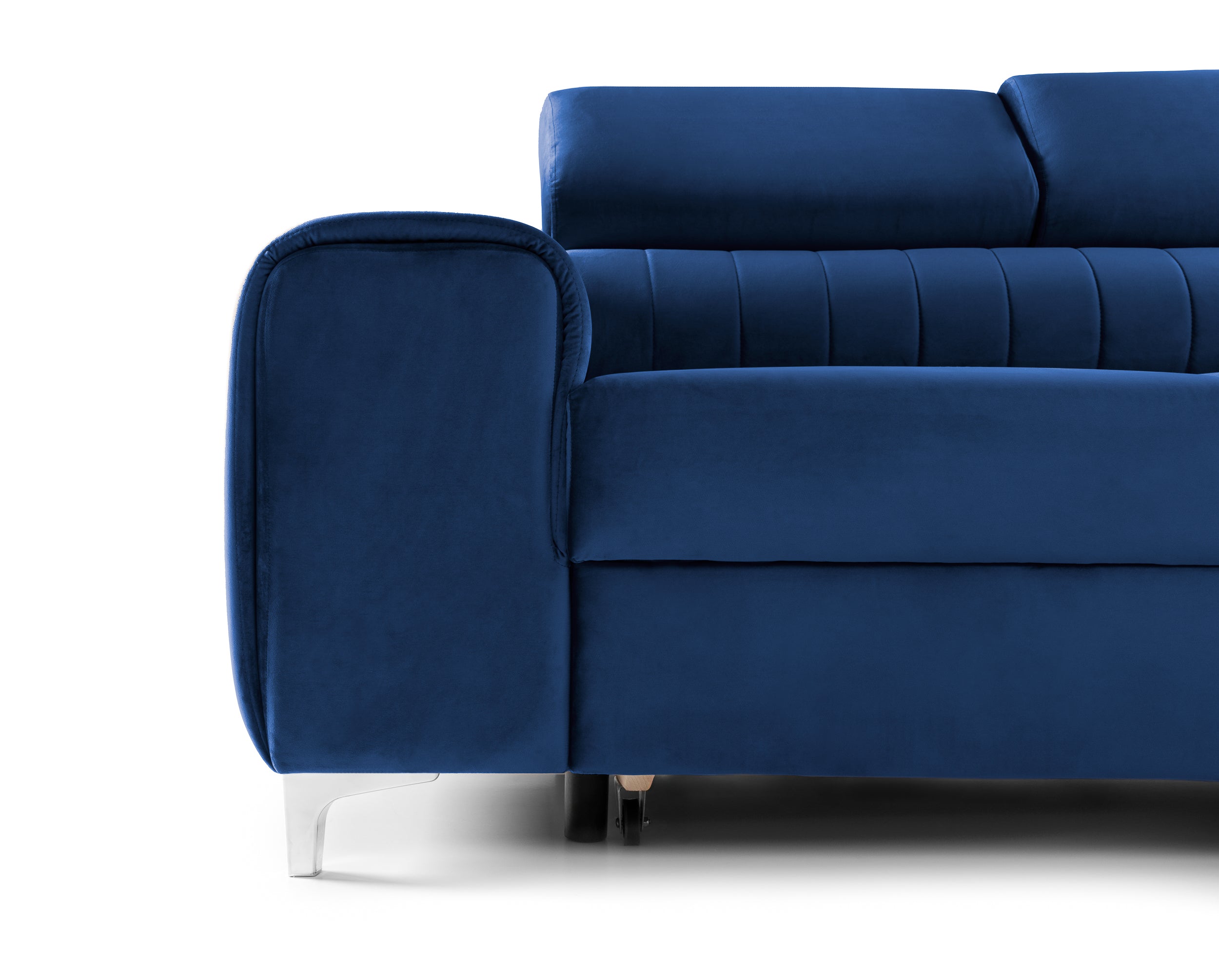 Canapea Extensibilă 3 locuri TIME, cu tetiere reglabile, cu suport lombar, 255x97x94 cm #color_Albastru-Velluto
