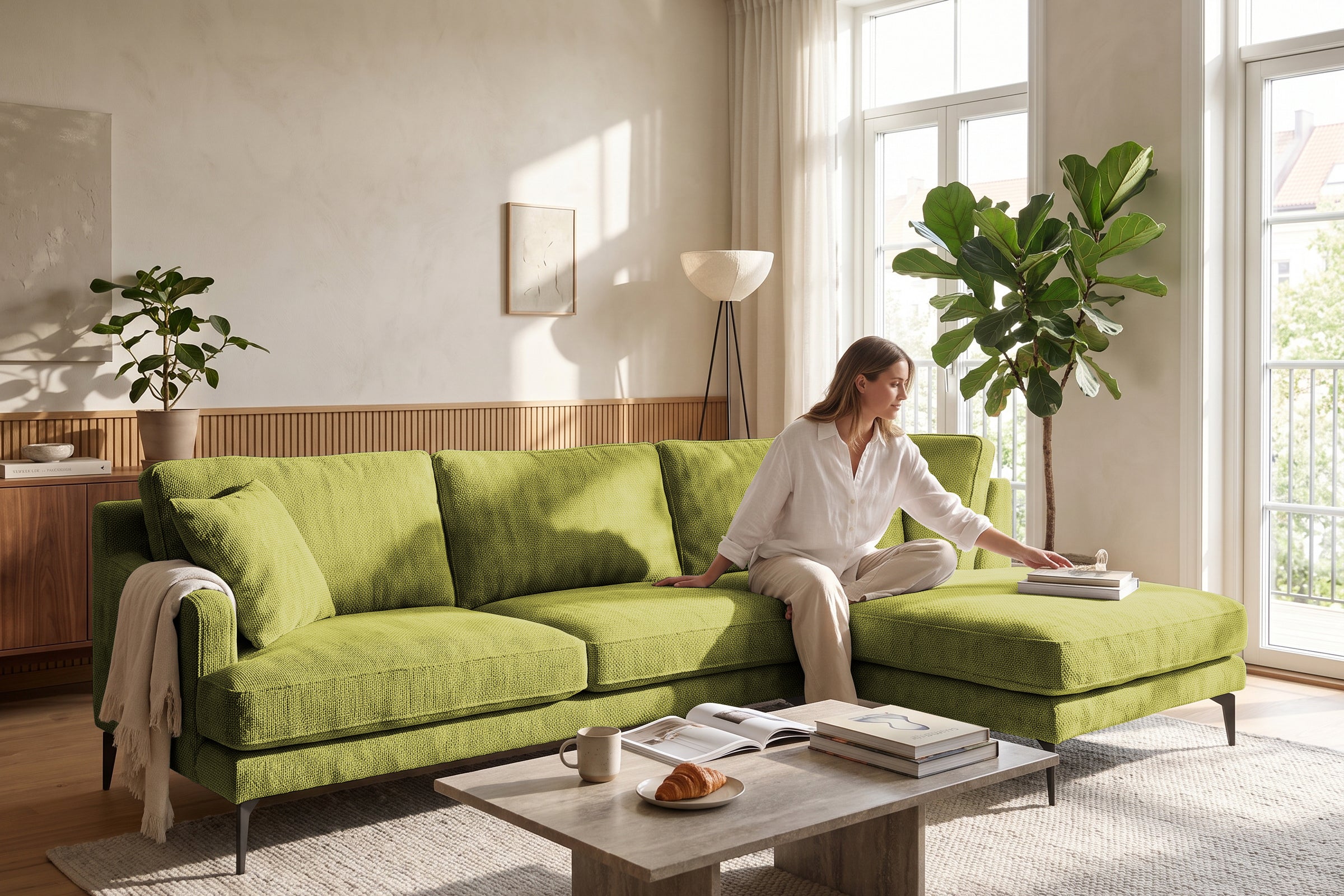 Colțar Fix AZURRO, cu ladă de depozitare, 280x90/180x85 cm - Prestigehome.ro - Colțar - Prestige #color_Verde-Olive-Mystery