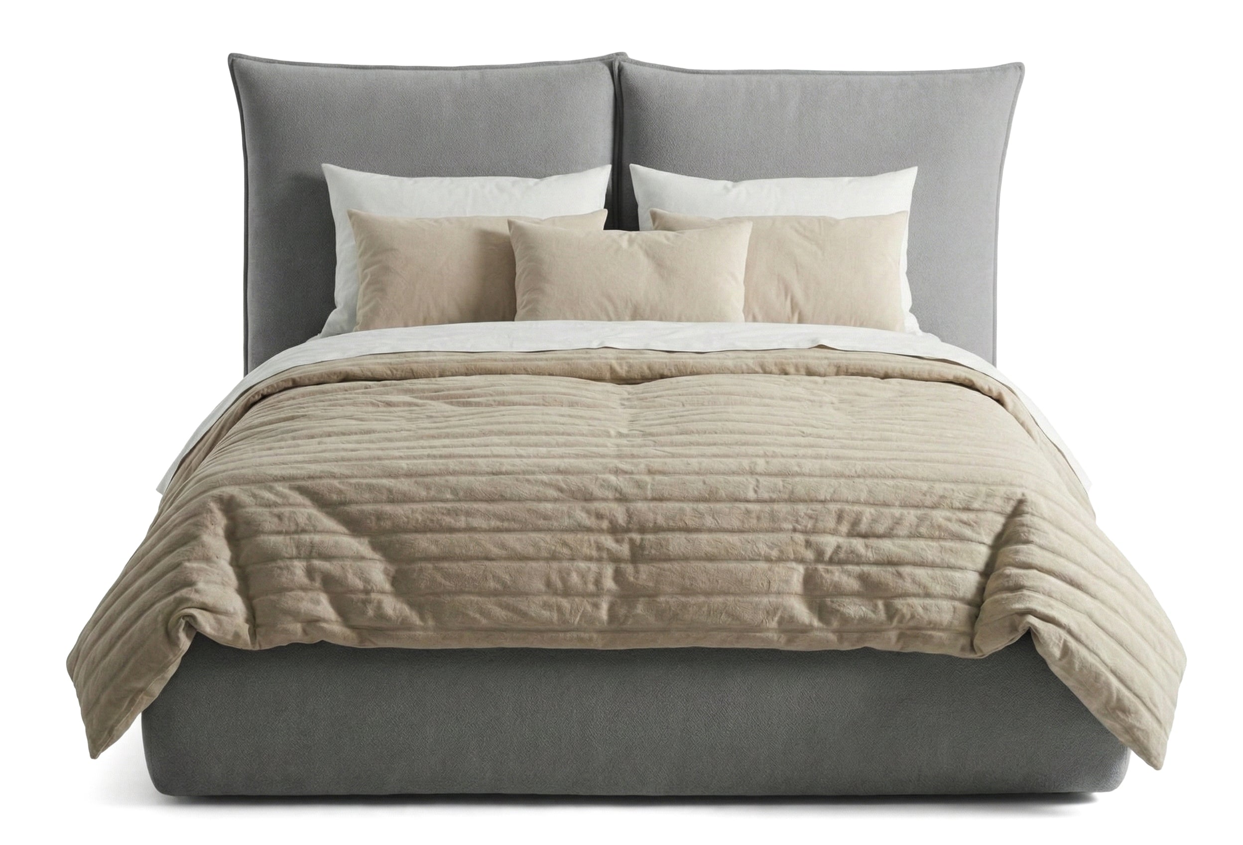 Pat Tapițat Rossi, cu somieră fixă și tăblie înaltă, gri inchis, #color_Gri-Inchis-Loft