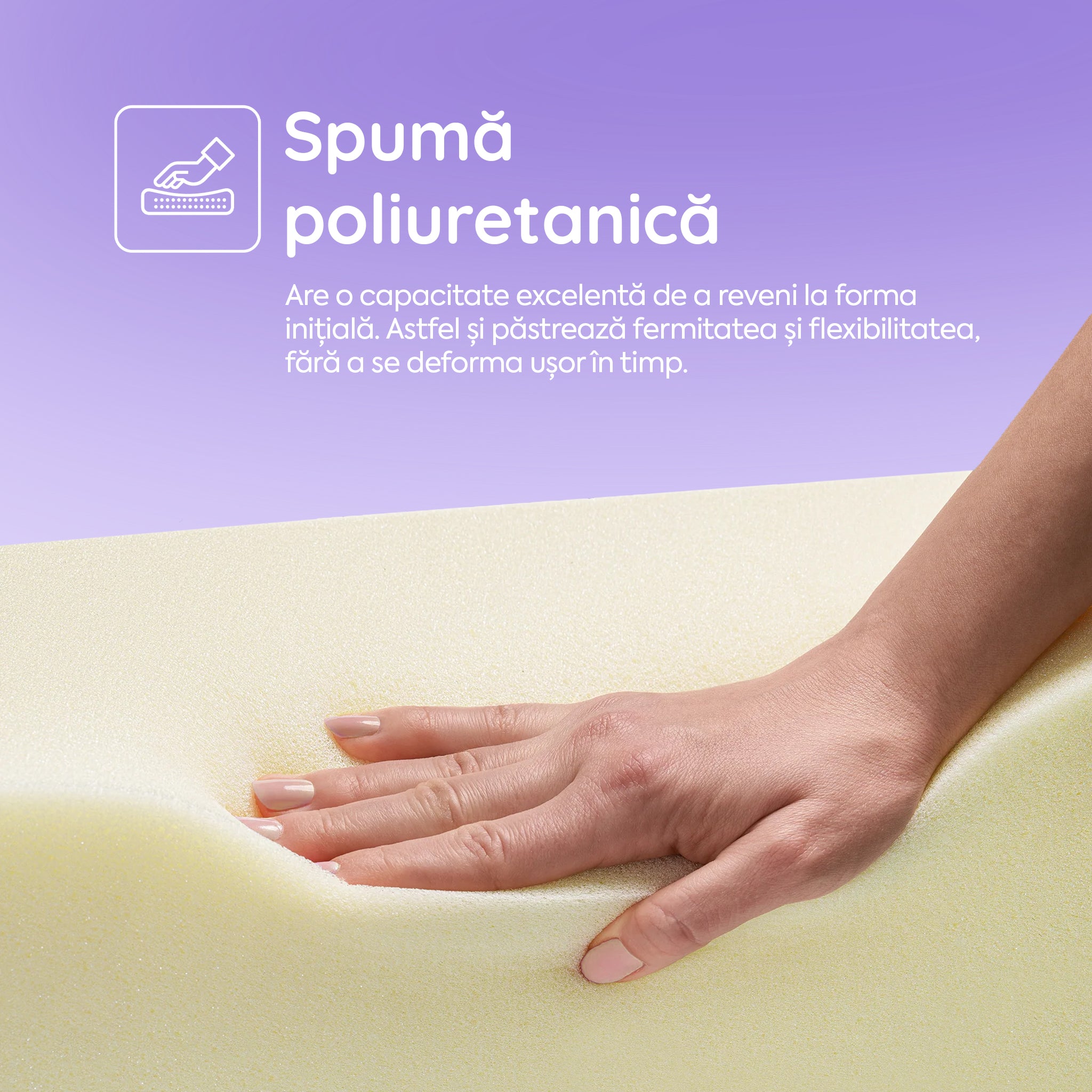 Saltea BASIC ERGO PURPLE LINE, spumă poliuretanică, reversibilă, hipoalergenică, ortopedică, Grosime 12 cm - Prestige Home