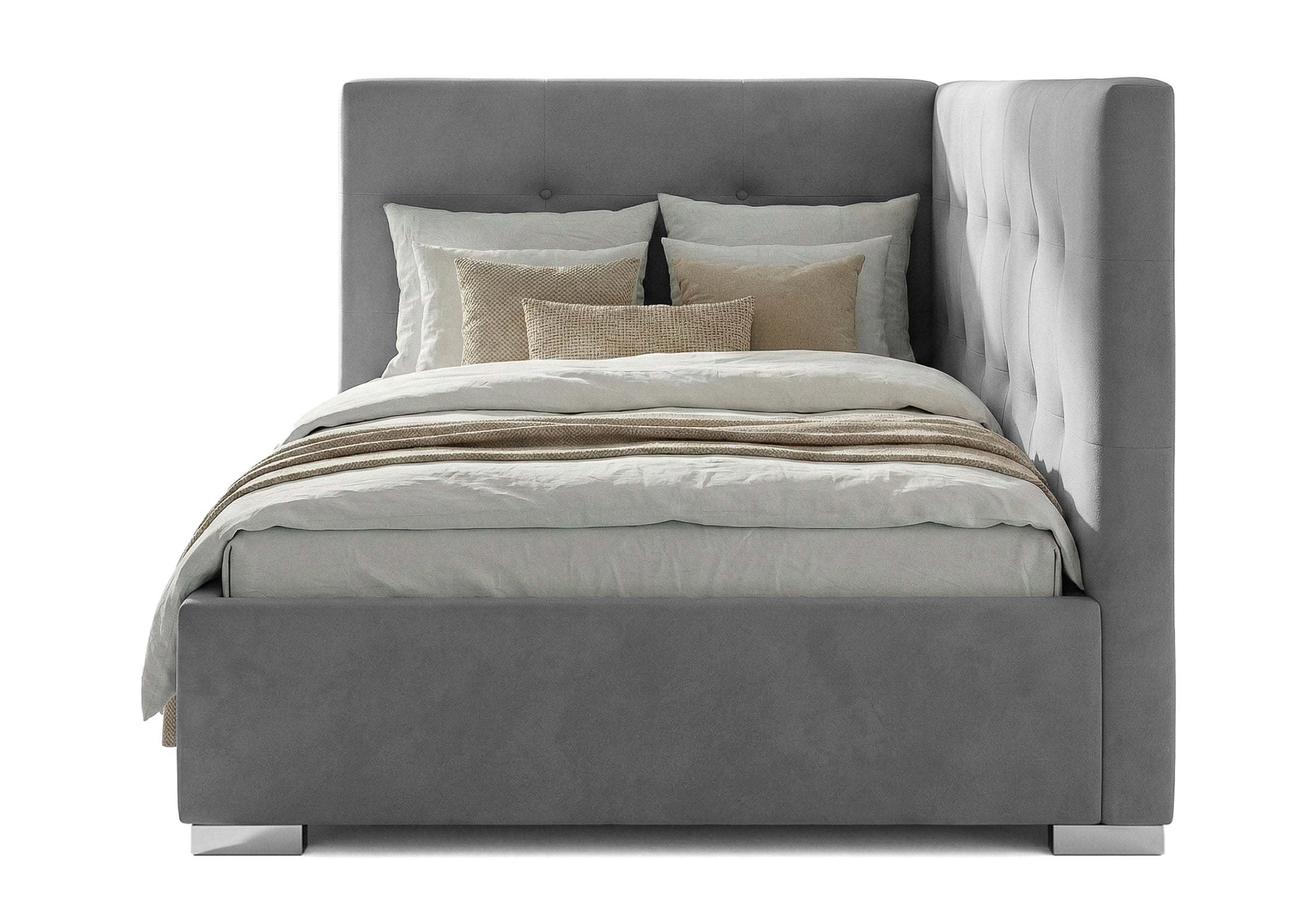 Pat Tapițat Lille de colț, cu somieră rabatabilă și ladă depozitare, #color_Swing-Gri