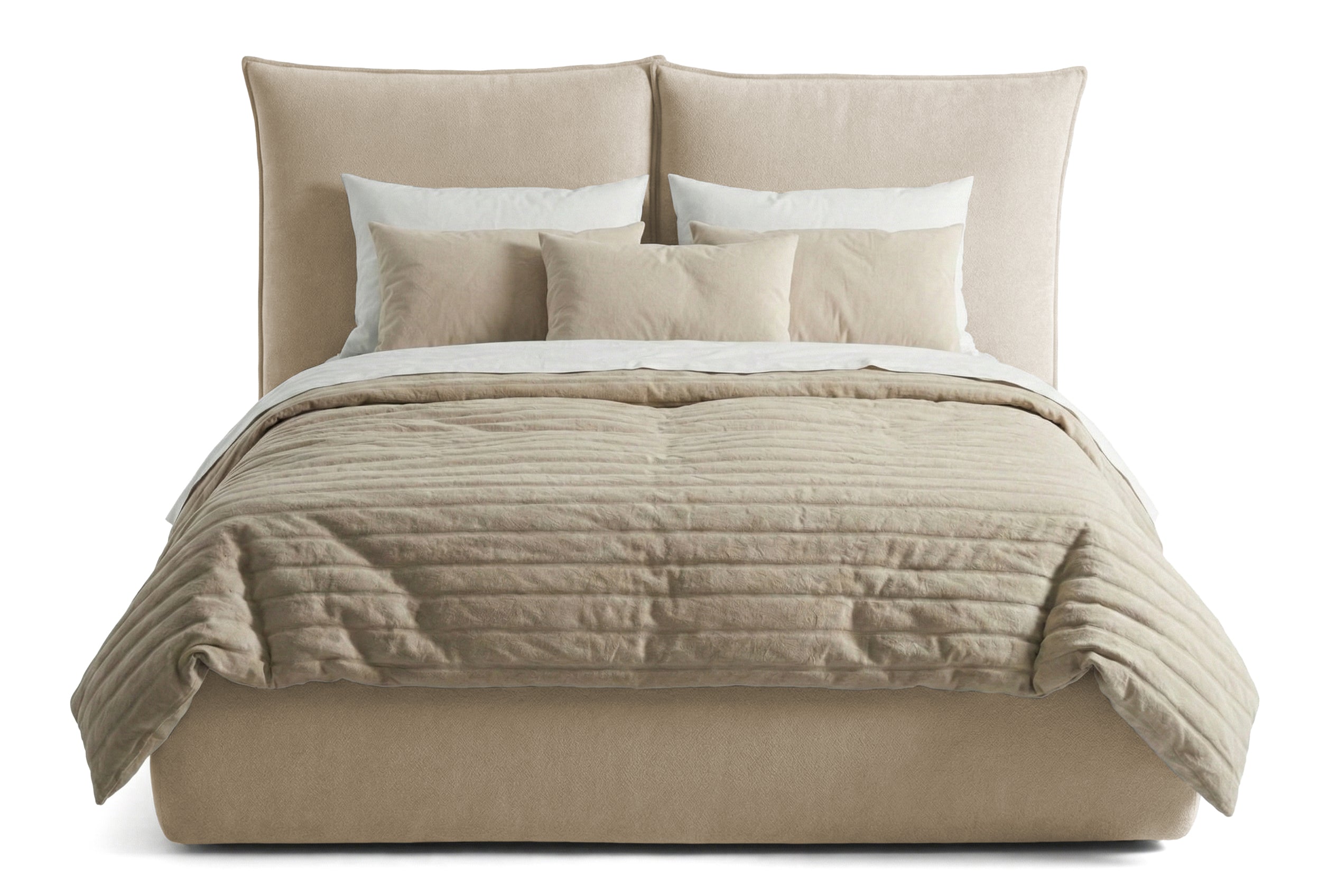 Pat Tapițat Rossi, cu somieră fixă și tăblie înaltă, bej, #color_Bej-Loft