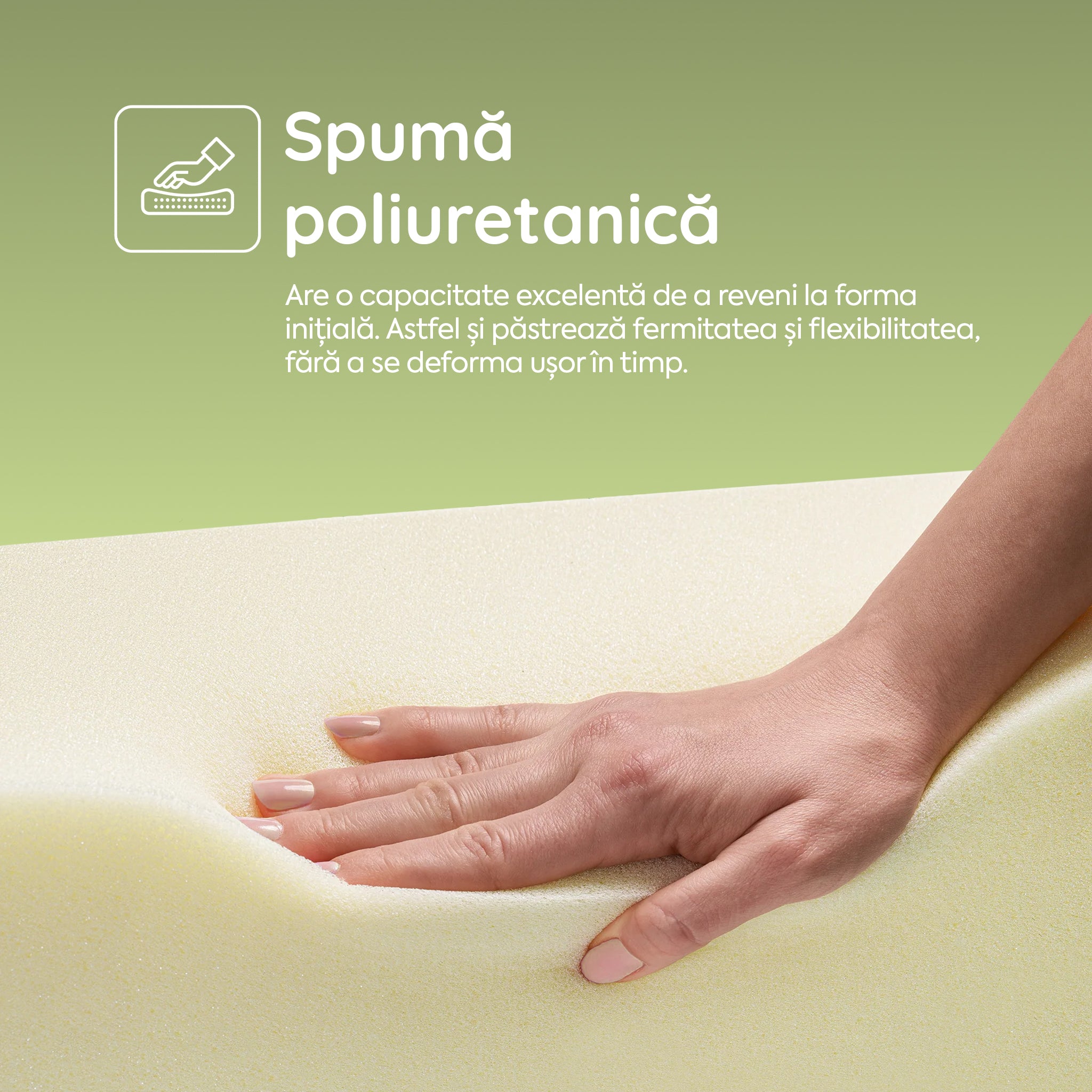 Saltea FLEX SAPPHIRE BIO MEMORY 14+5, spumă poliuretanică elastică, spumă cu memorie, husă cu efect antialergic, superortopedică, Grosime 21 cm - Prestige Home