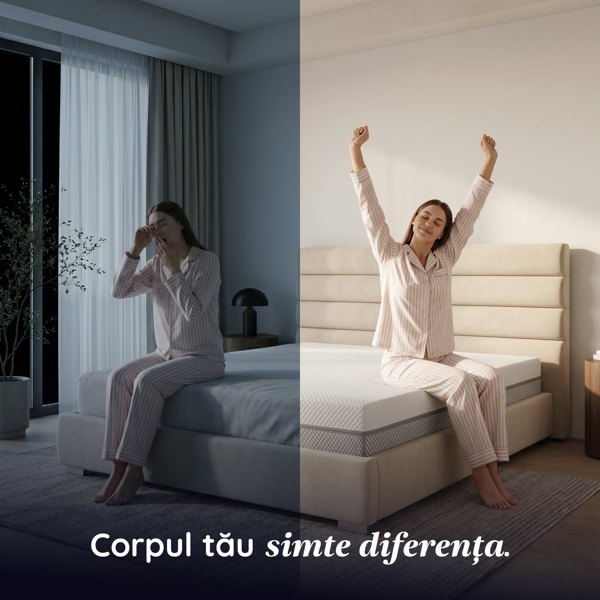 Saltea Ideal Sleep PERFECT COMFORT 4 in 1, spumă poliuretanica de susținere, spumă High Resilience, spumă cu memorie, husă detașabilă și lavabilă, superortopedică, Grosime 22 cm