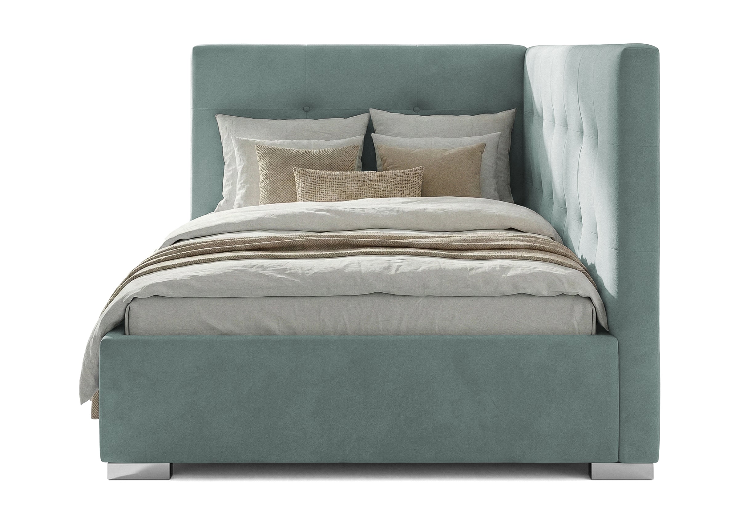 Pat Tapițat Lille de colț, cu somieră rabatabilă și ladă depozitare, #color_Swing-Menta