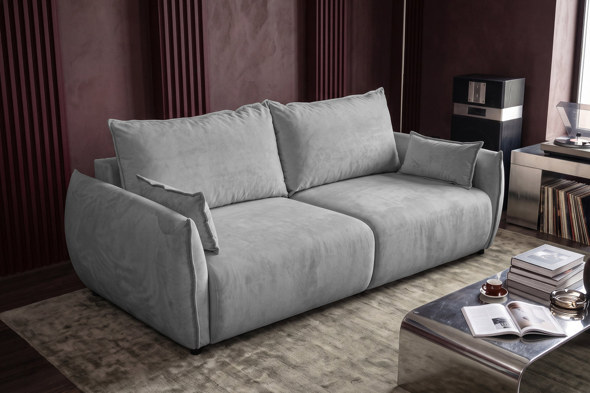 Canapea Extensibilă 3 locuri OSAKA, cu ladă depozitare, 238x110x90 cm #color_Gri-Deschis-Havana
