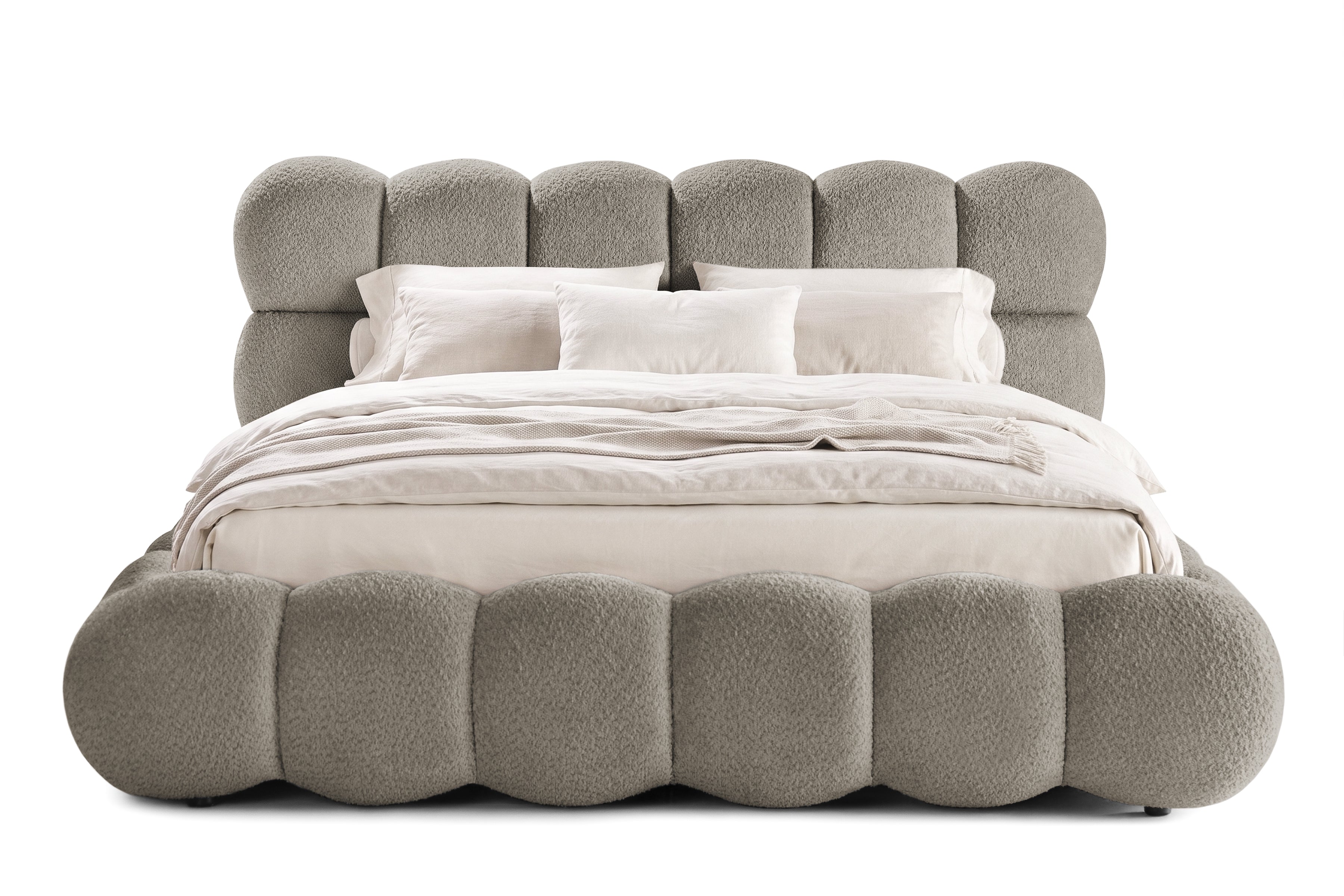 Pat Tapițat BUMBLE, cu somieră rabatabilă și ladă de depozitare, #Color_Taupe-Anthology