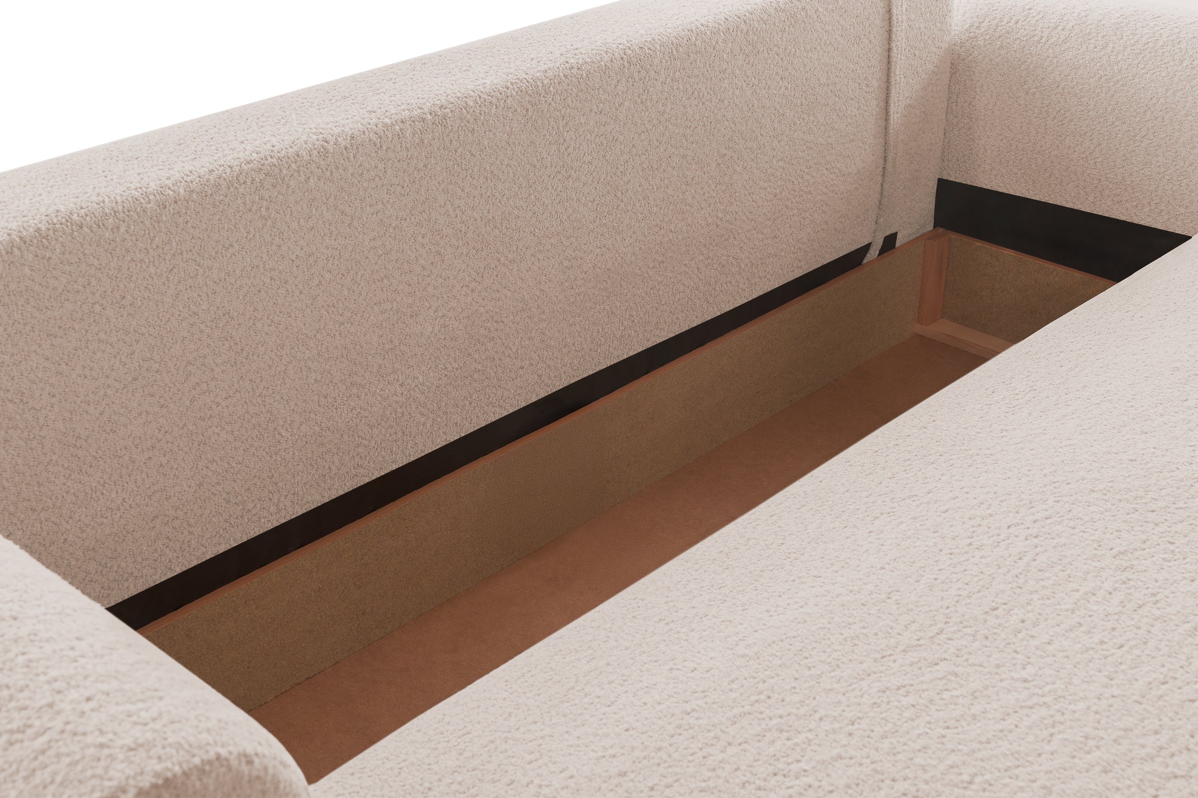 Canapea Extensibilă 3 locuri NOA, cu ladă depozitare, 244x108x80 cm, #color_Crem-Anthology