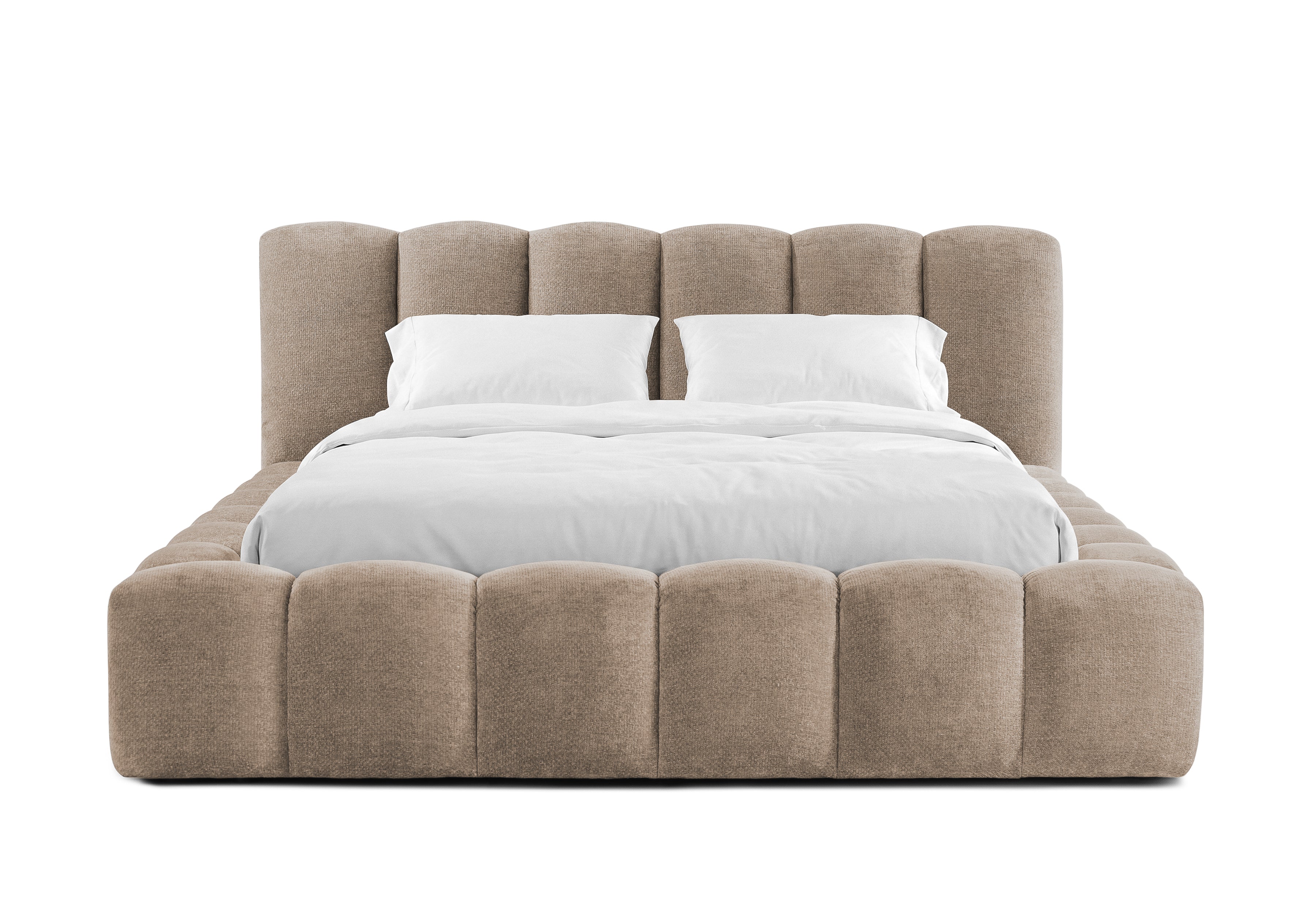 Pat Tapițat Bloom, cu somieră rabatabilă și ladă de depozitare, #color_Bej-Taupe-Eden