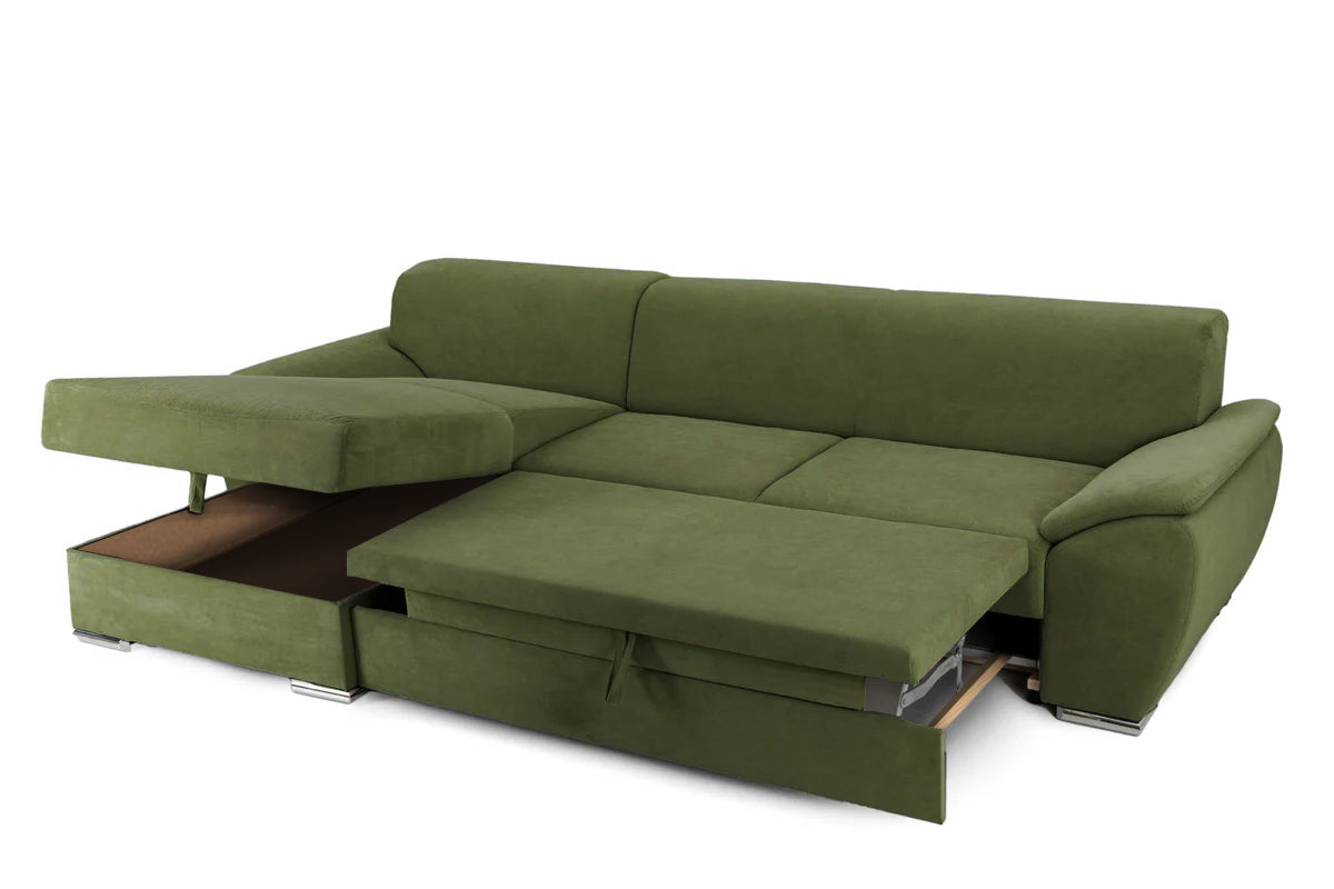 Colțar Extensibil PICASSO, cu ladă de depozitare, variante stânga/dreapta 300x170x80 cm #color_Verde-Enjoy