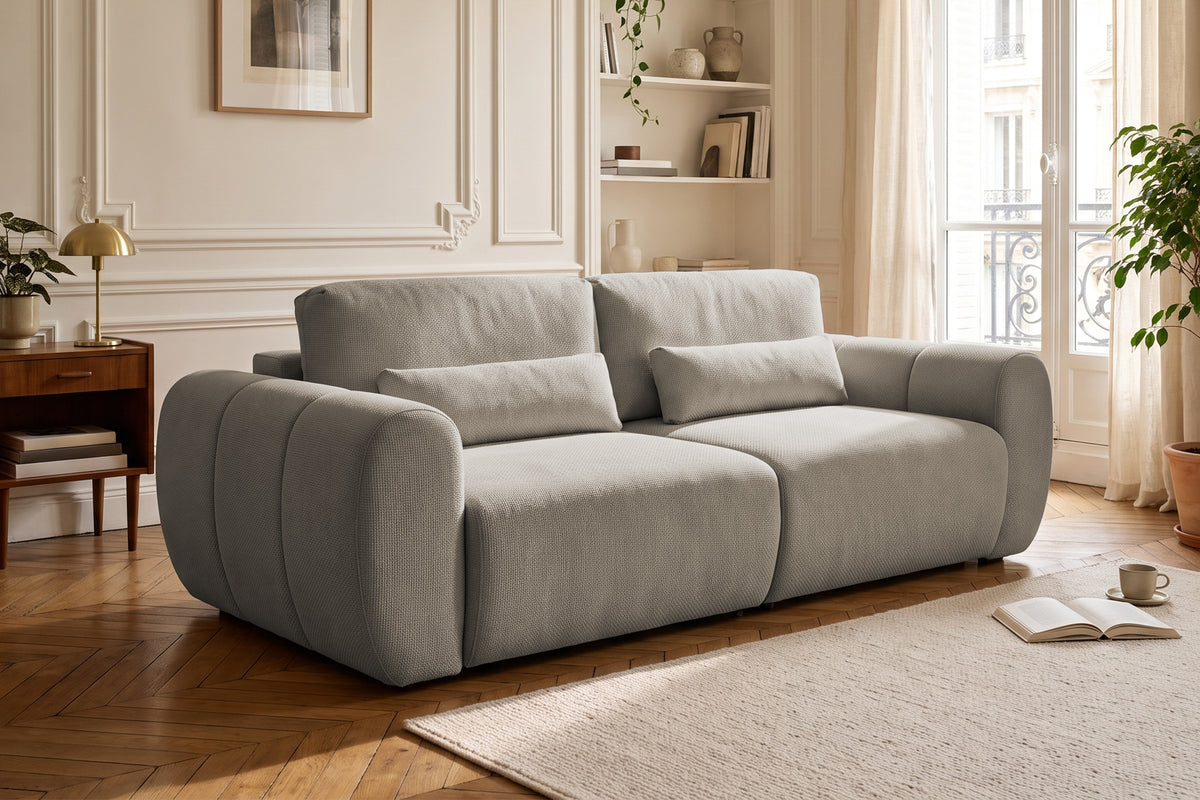 Canapea Extensibilă 3 locuri VERSA, cu 2 lăzi depozitare, 260x110x85 cm, #color_Gri-Inchis-Loft