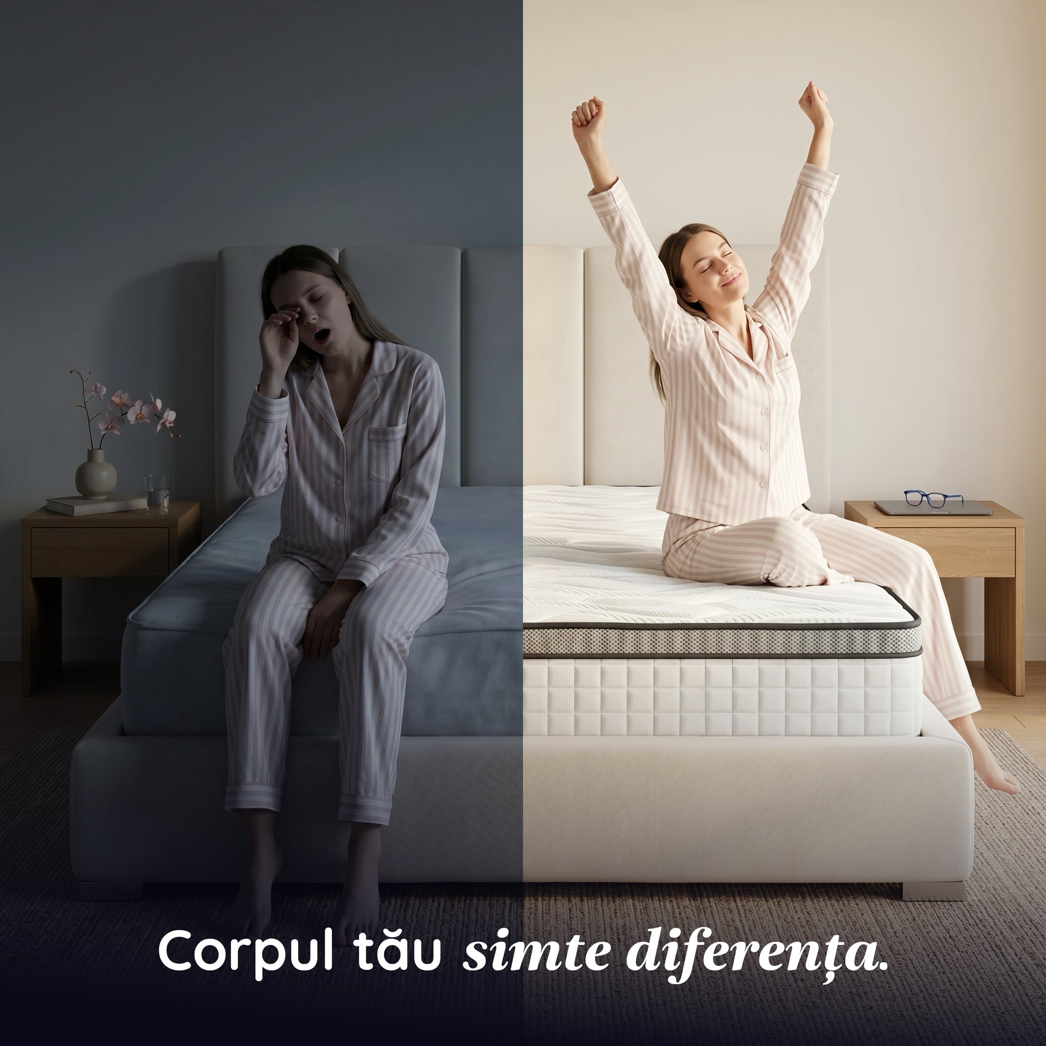 Saltea Ideal Sleep DREAM MEMORY, Arcuri Bonell, spumă poliuretanică fermă, spumă cu memorie, superortopedică, Grosime 26 cm