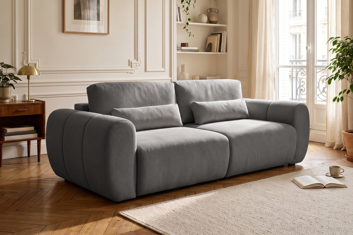 Canapea Extensibilă 3 locuri VERSA, cu 2 lăzi depozitare, 260x110x85 cm, #color_Gri-Grafit-Loft