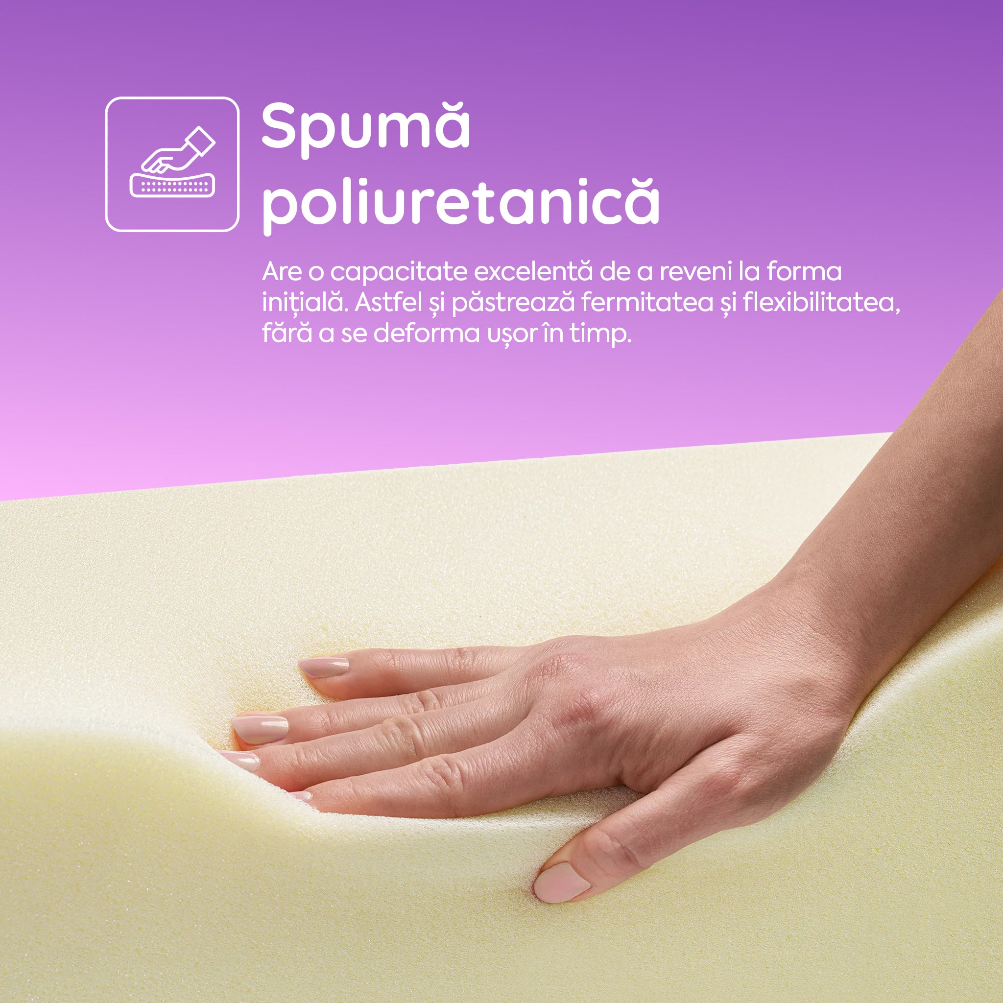 Saltea LAVENDER AIR HYGENE THERAPY,  husă detașabilă, superortopedică, cu spumă poliuretanică și arcuri, Grosime 25 cm - Prestige Home
