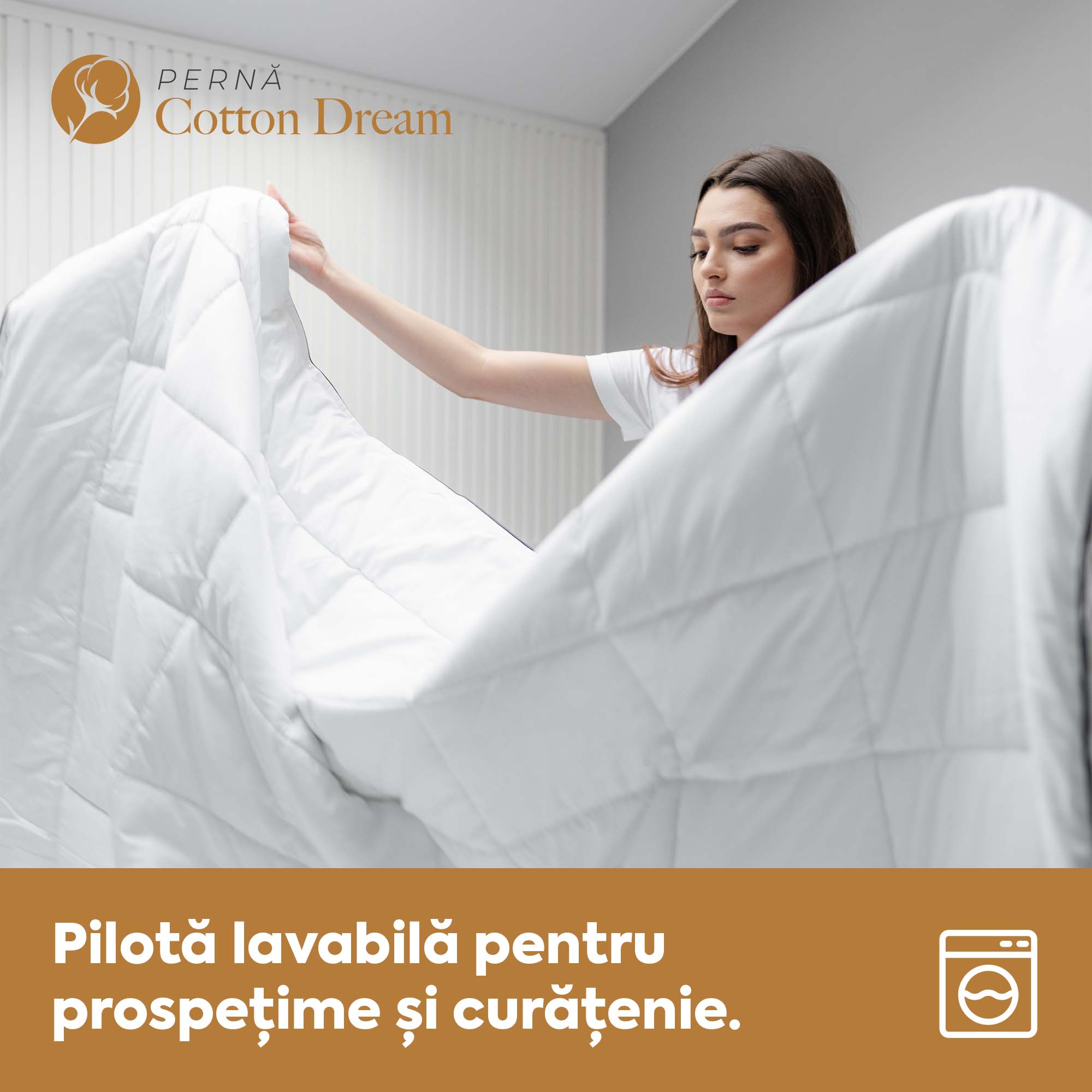 Pilotă Cotton Dream cu microfibră, husă bumbac, 140x200 cm-Pilotă-Prestige Home-Prestige Home