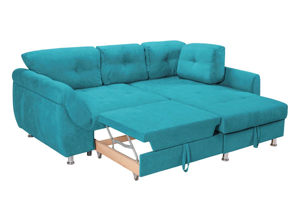 Coltar Extensibil MERLIN, cu lada depozitare, 230 x 190 x 93 cm, Prestigehome, #color_Turcoaz-Enjoy