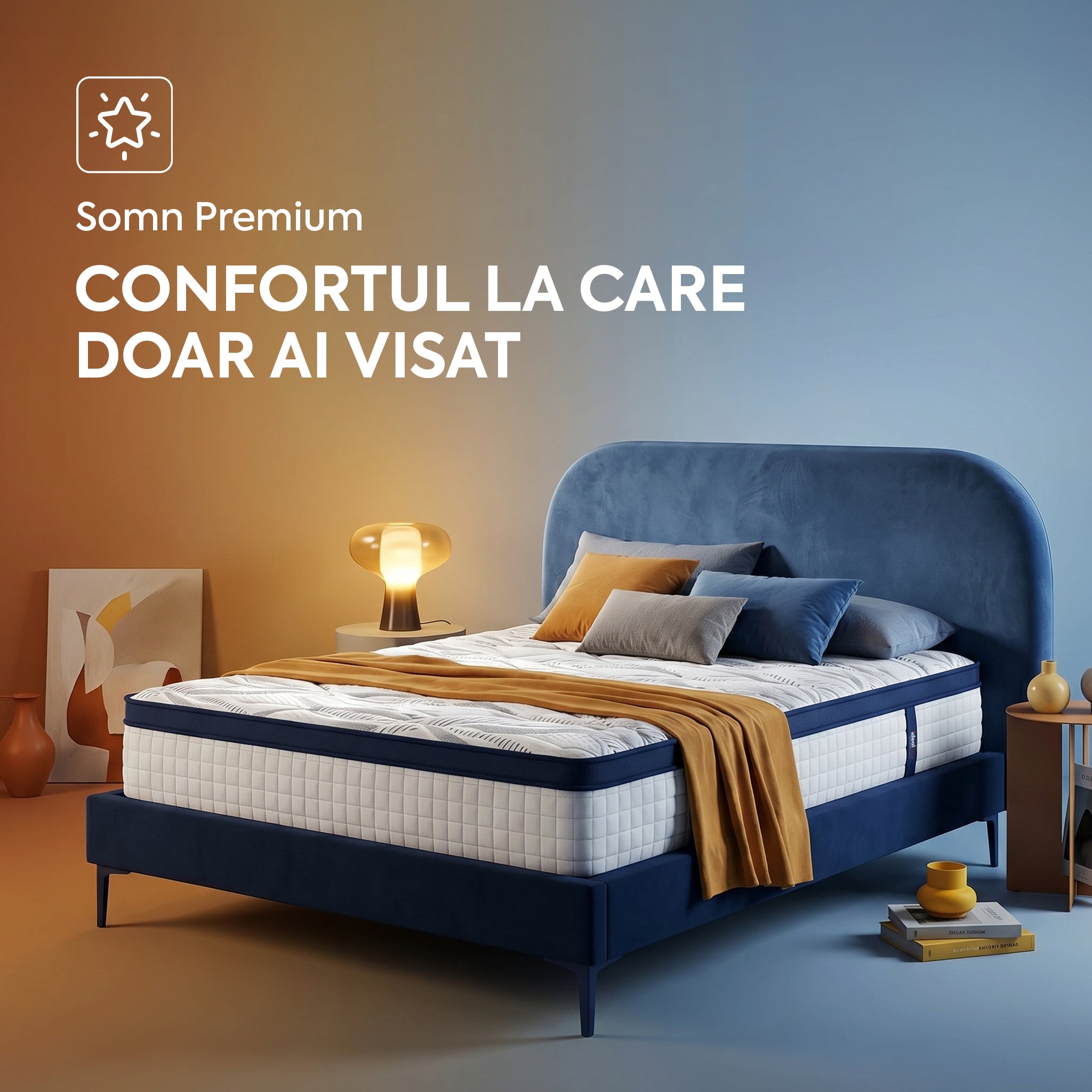 Saltea Ideal Sleep HOTEL SERIES CALIFORNIA LUX MEMORY, Arcuri Bonell, spumă poliuretanică elastică, spumă cu memorie, husă cu aerisire optimă, superortopedică, Grosime 28 cm