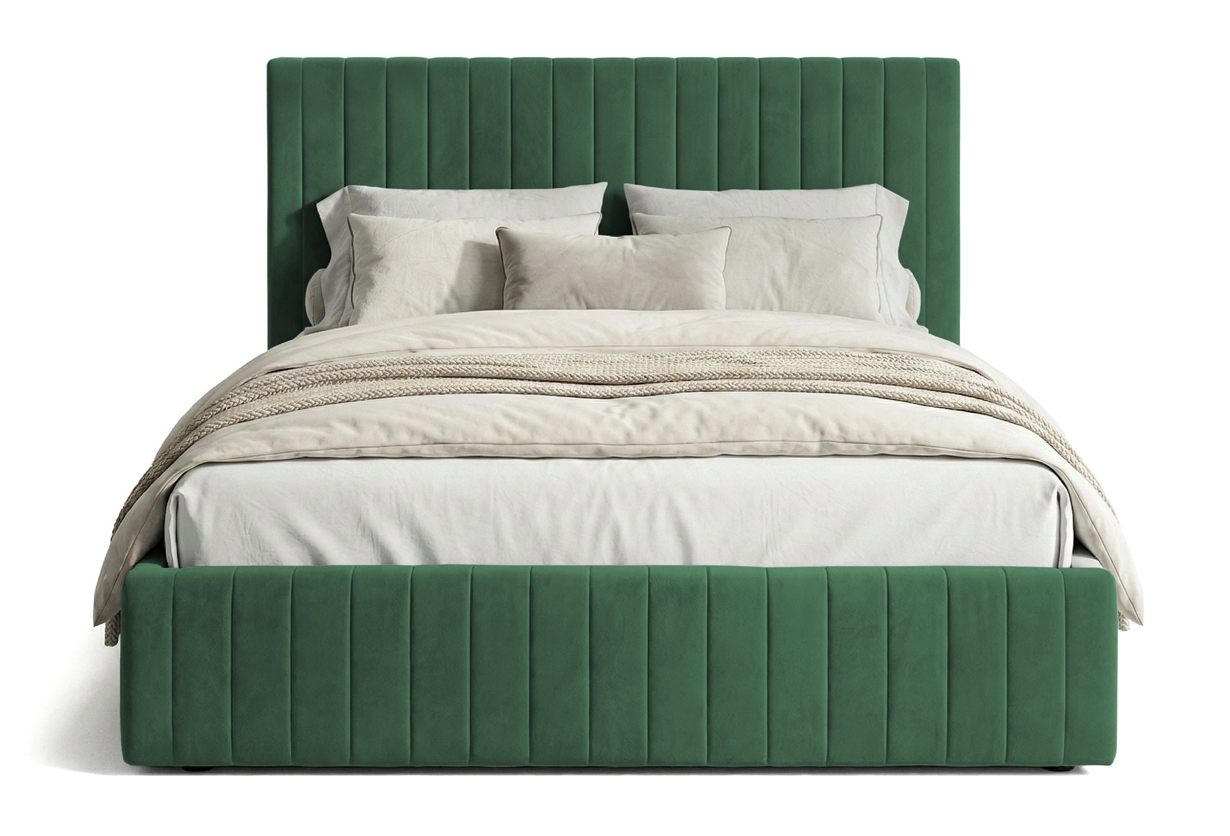 Pat Tapițat Sara, cu somieră rabatabilă și ladă depozitare #color_Verde-Inchis-Velluto