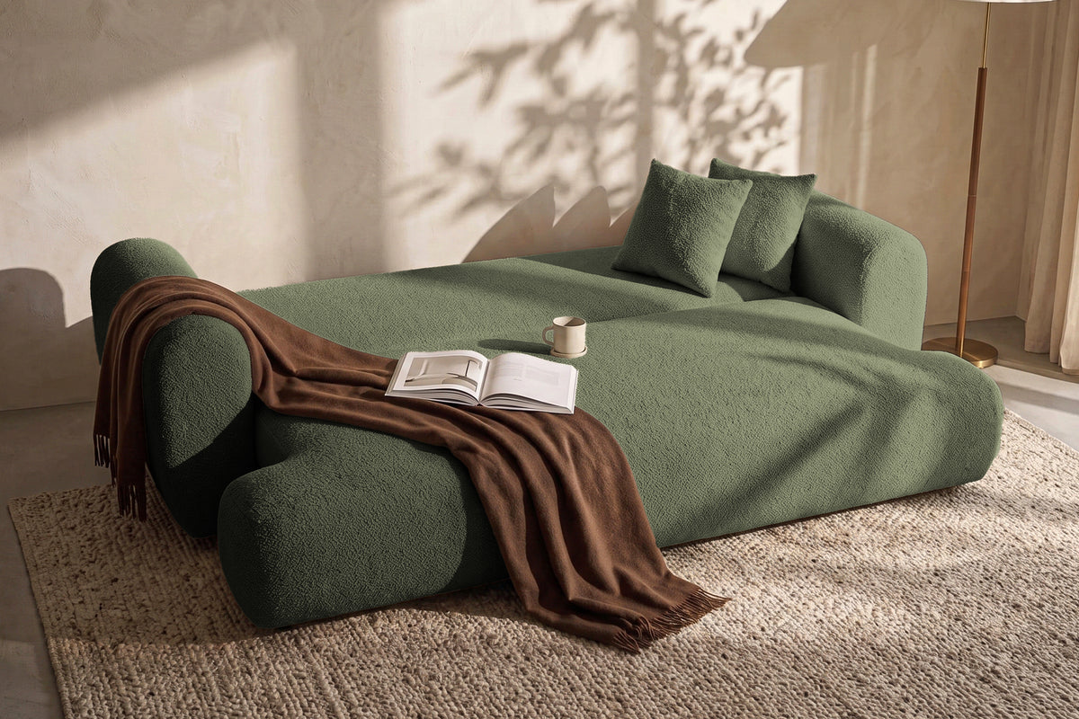Canapea Extensibilă 3 locuri NOA, cu ladă depozitare, 244x108x80 cm, #color_Verde-Anthology