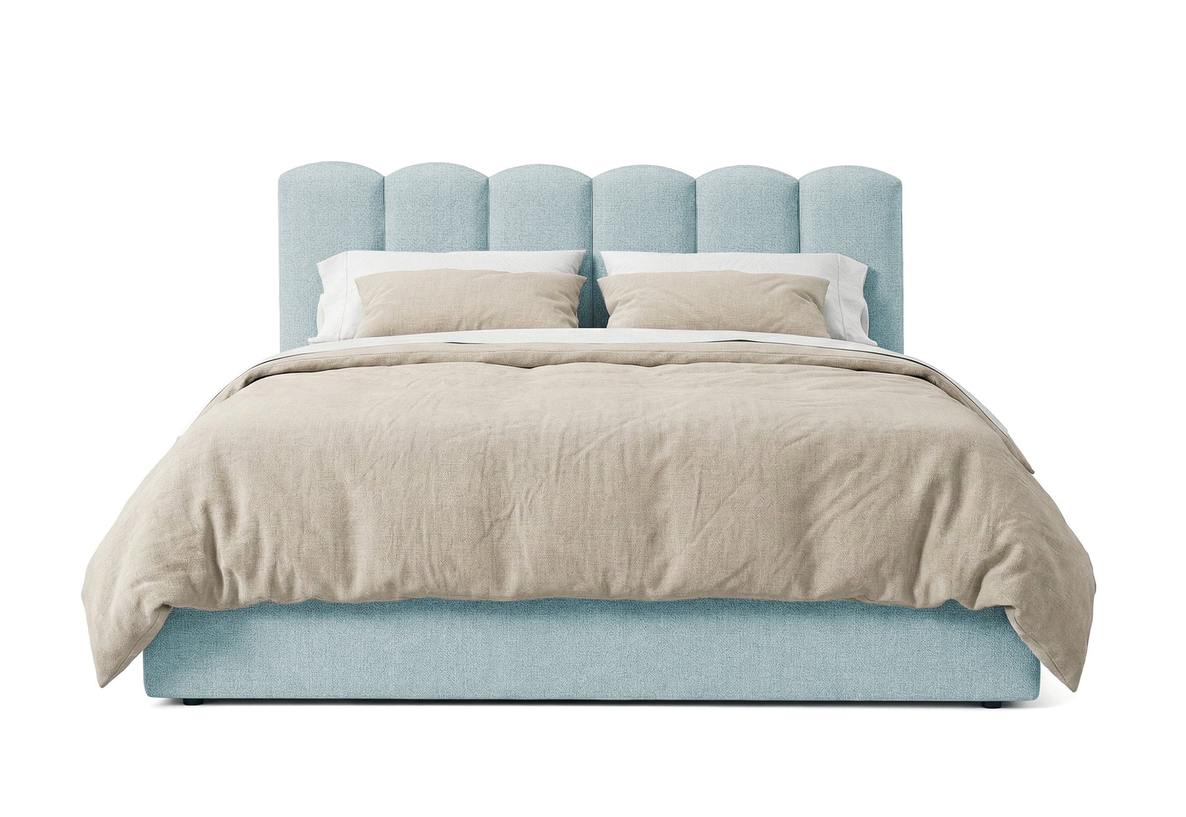 Pat Tapițat PRINCESS, cu somieră rabatabilă și ladă de depozitare, #color_Albastru-Deschis-Mystery