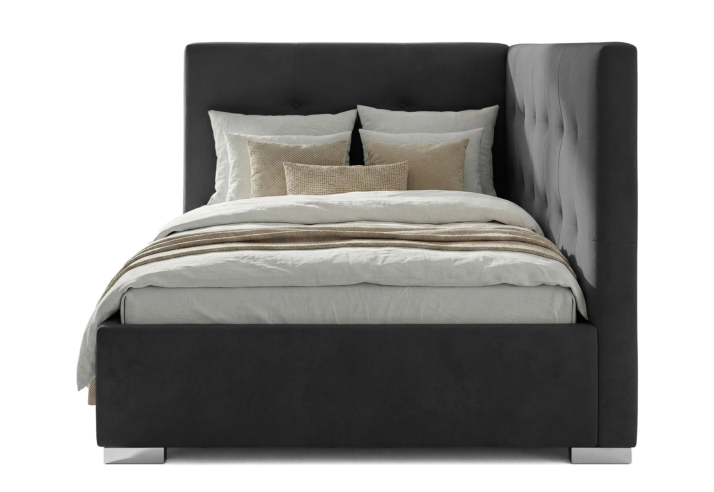 Pat Tapițat Lille de colț, cu somieră rabatabilă și ladă depozitare, #color_Swing-Antracit