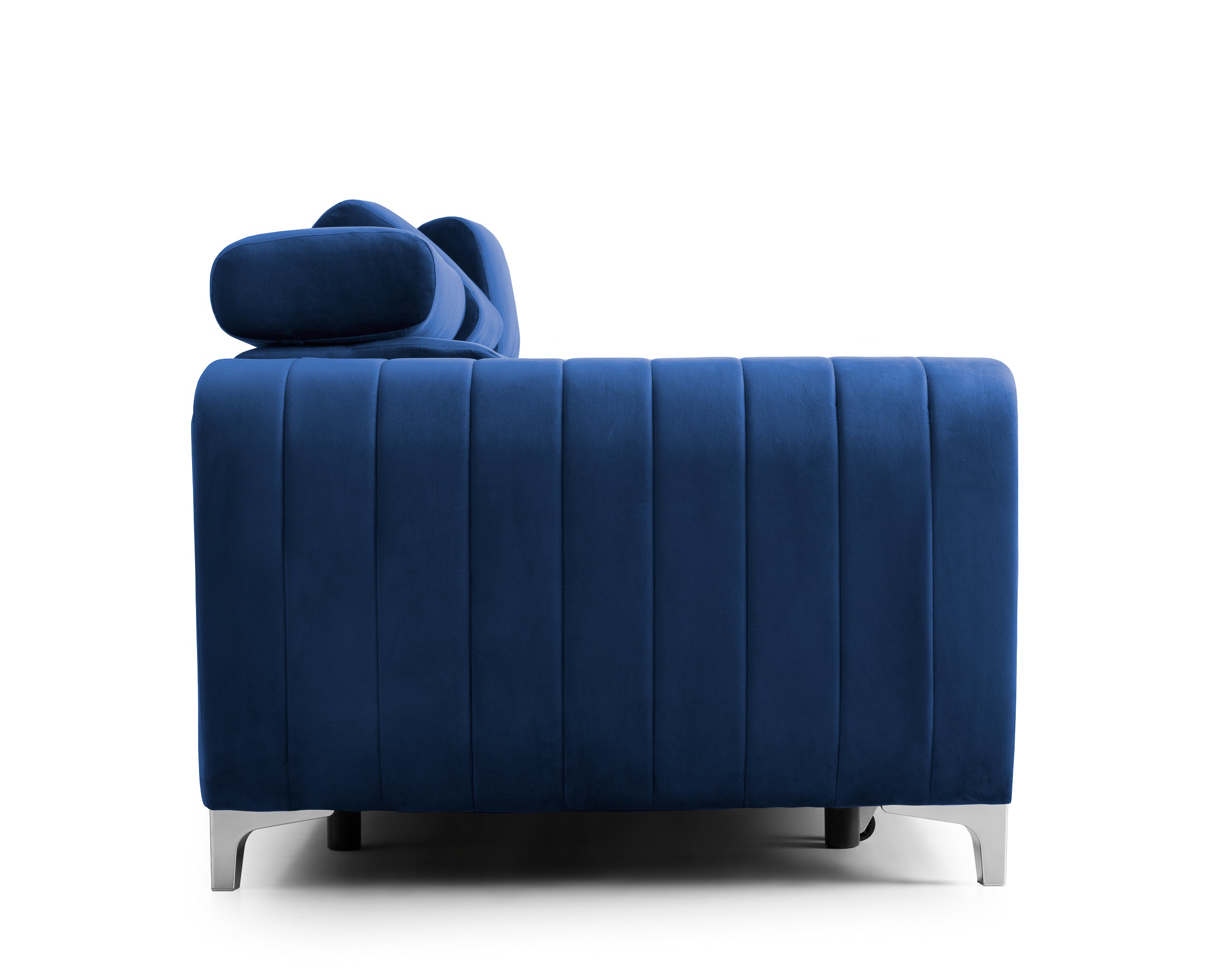 Canapea Extensibilă 3 locuri TIME, cu tetiere reglabile, cu suport lombar, 255x97x94 cm #color_Albastru-Velluto
