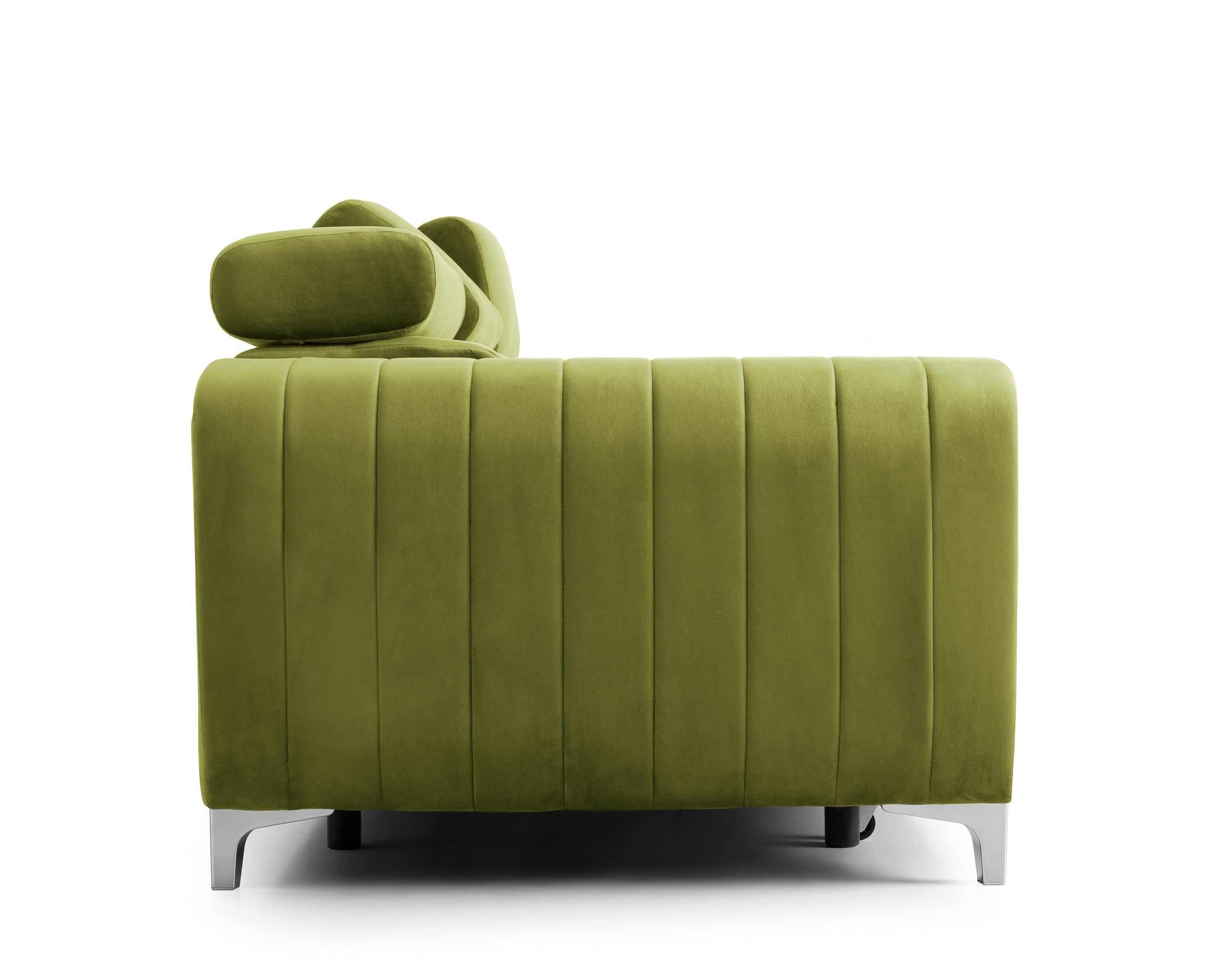 Canapea Extensibilă 3 locuri TIME, cu tetiere reglabile, cu suport lombar, 255x97x94 cm #color_Verde-Olive-Velluto