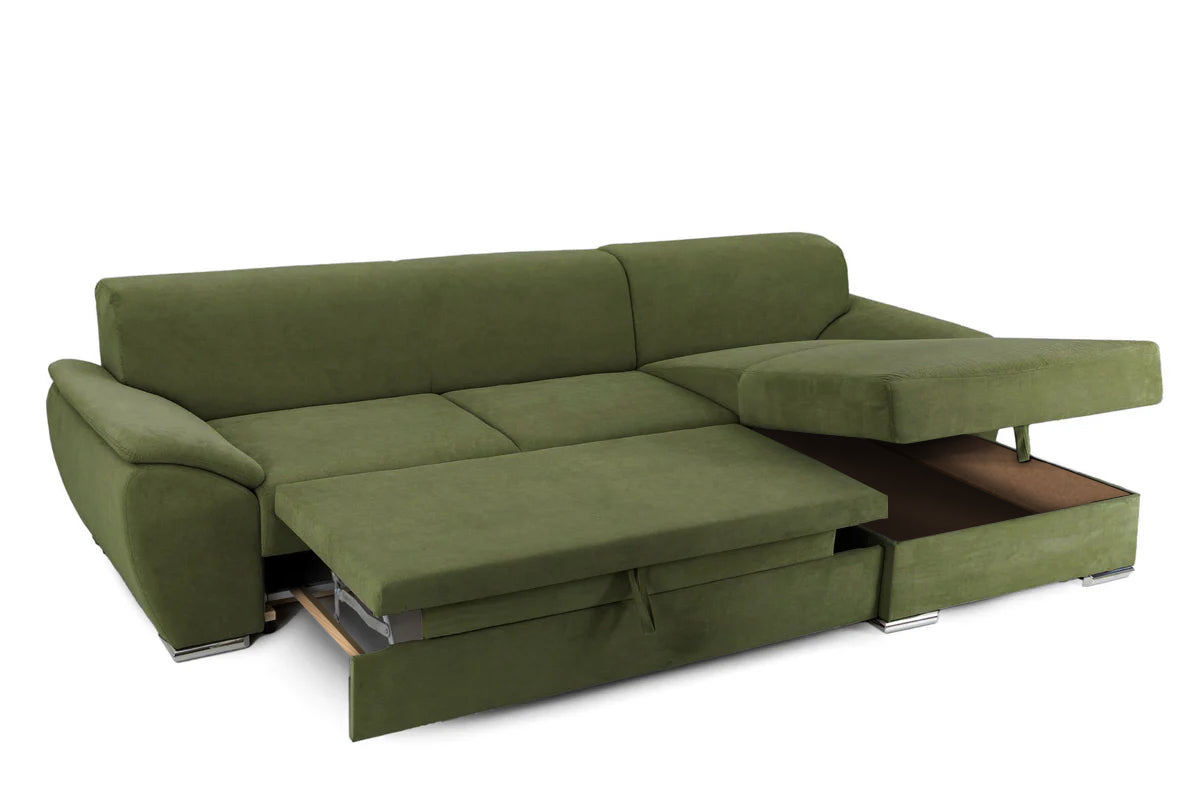 Colțar Extensibil PICASSO, cu ladă de depozitare, variante stânga/dreapta 300x170x80 cm #color_Verde-Enjoy