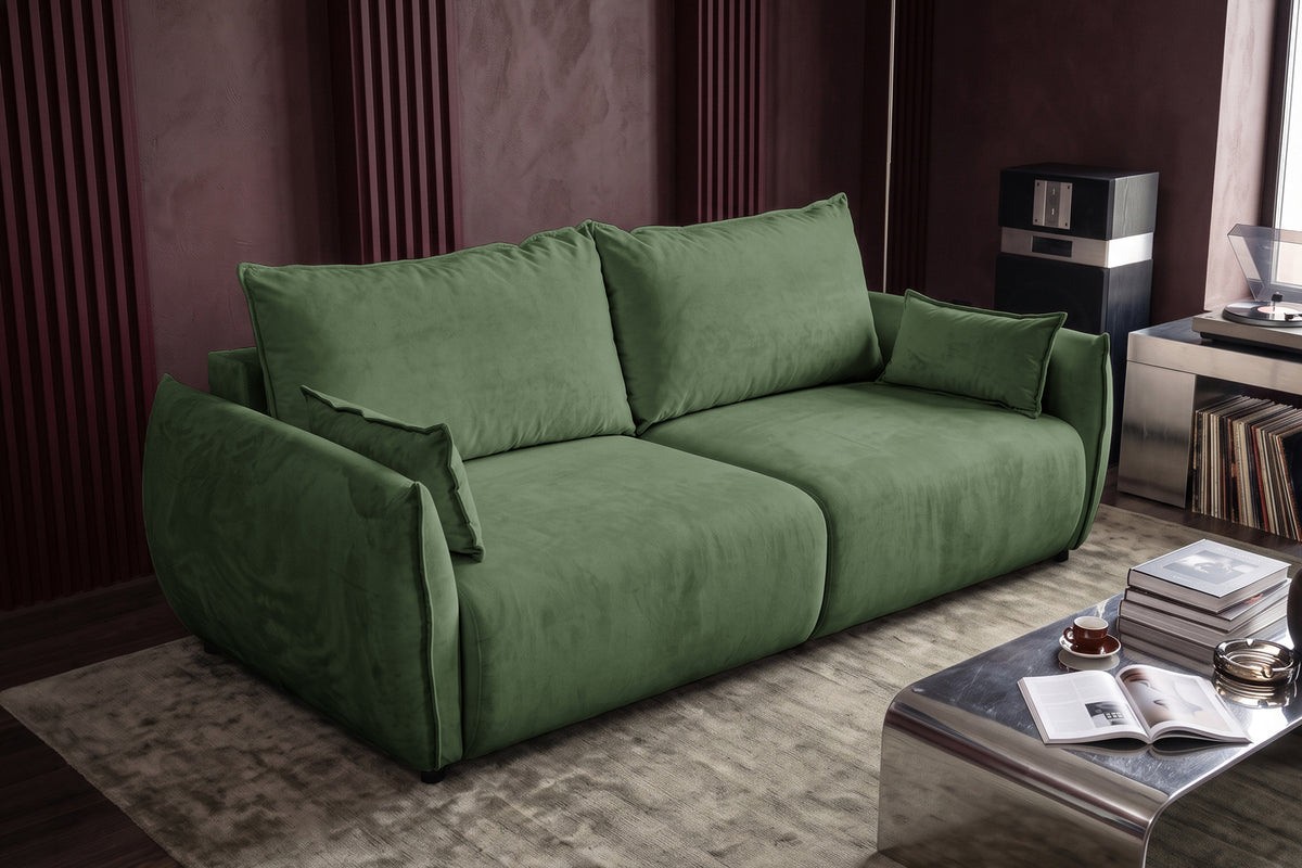Canapea Extensibilă 3 locuri OSAKA, cu ladă depozitare, 238x110x90 cm #color_Verde-Havana