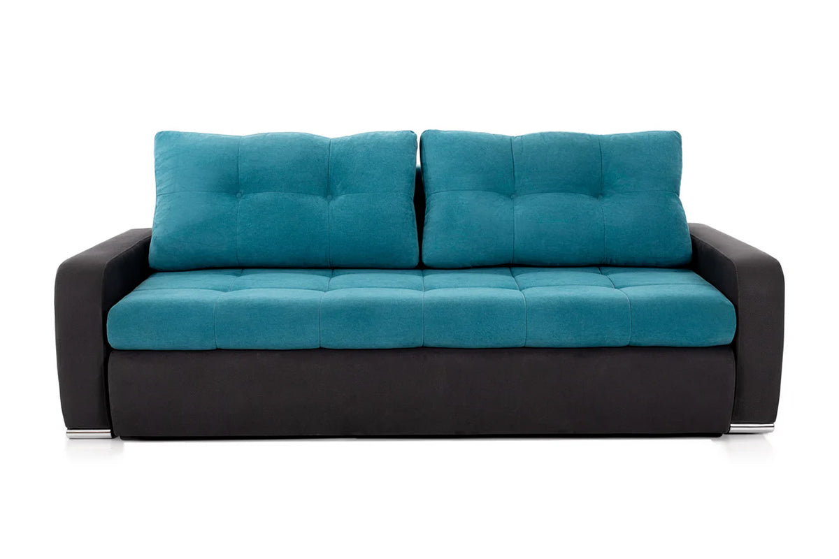 Canapea Extensibilă 3 locuri  VENETIA, cu ladă de depozitare, 220x100x90 cm, #color_Turcoaz-Negru-Enjoy