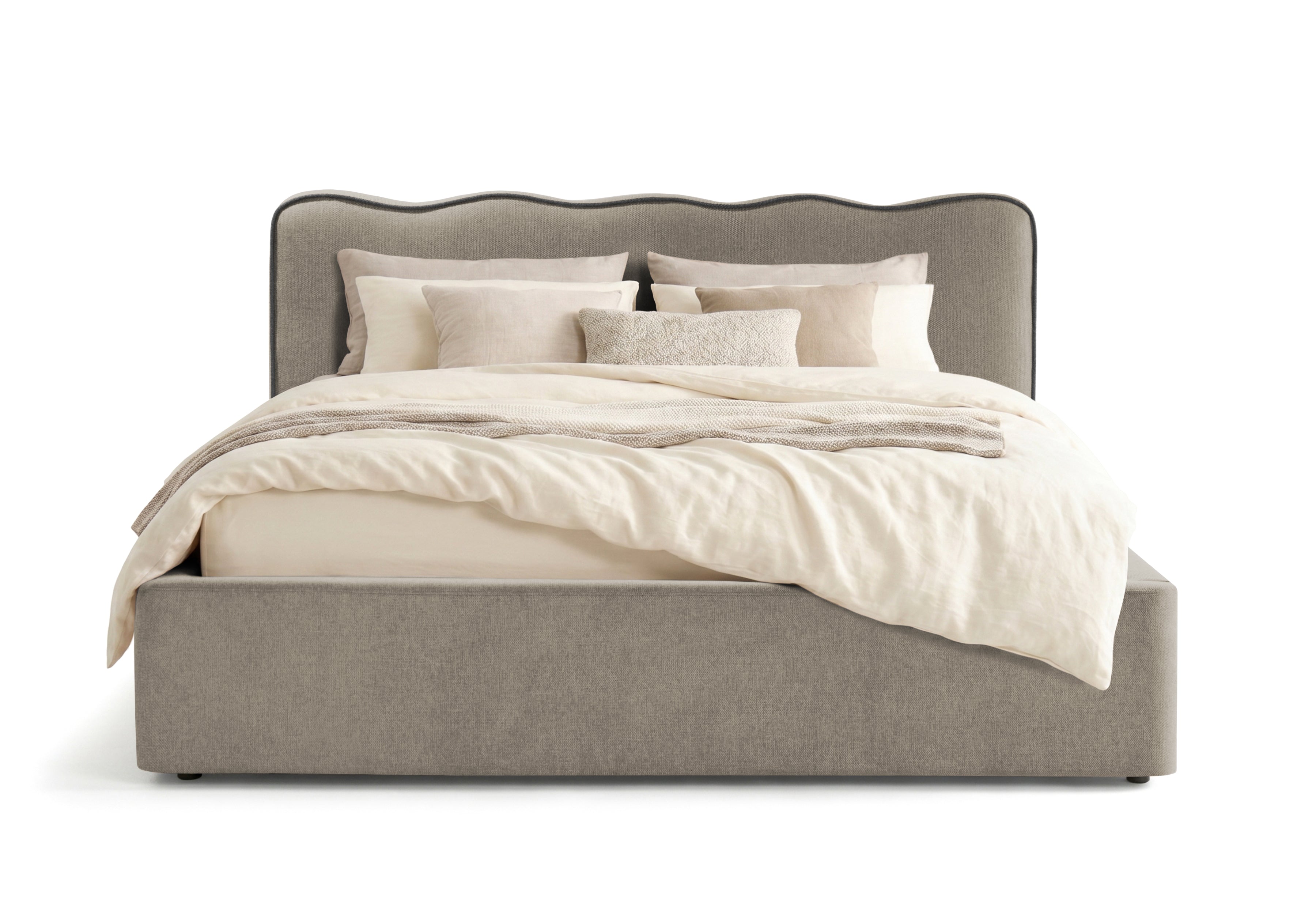 Pat Tapițat KESINGTON, cu somieră rabatabilă și ladă de depozitare, #color_Gri-Inchis-Loft