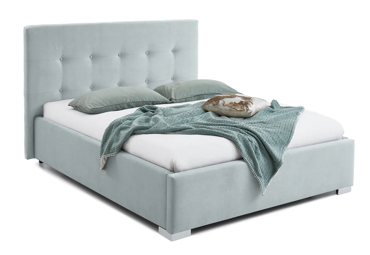 Pat Tapițat Lille, cu somieră rabatabilă și ladă de depozitare