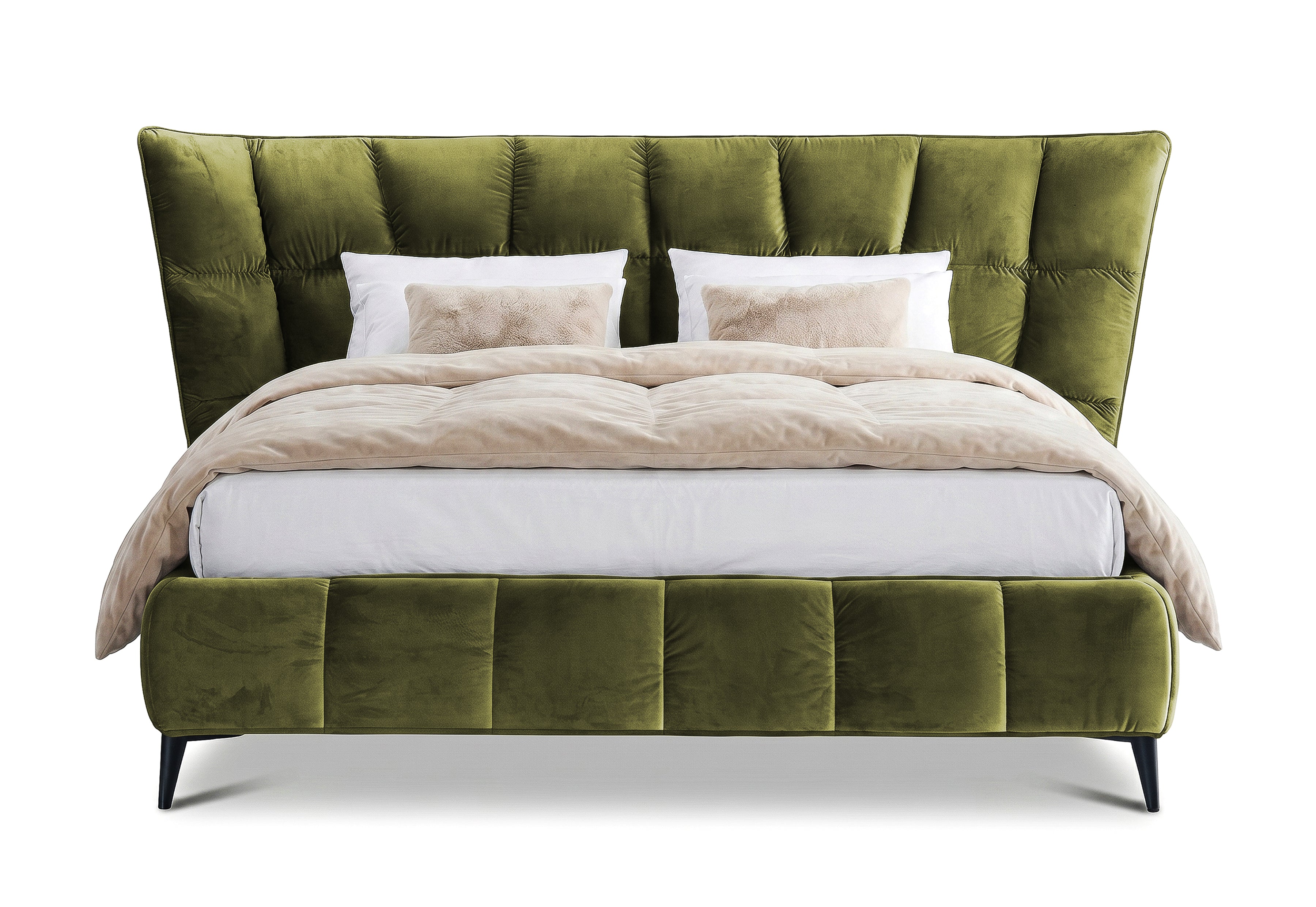 Pat Tapițat Ador, cu somieră fixă, #color_Verde-Olive-Velluto