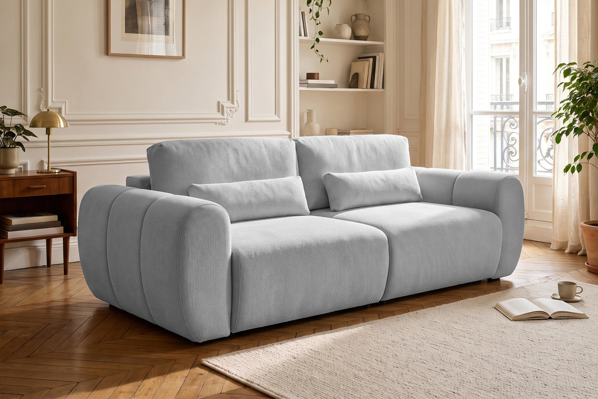 Canapea Extensibilă 3 locuri VERSA, cu 2 lăzi depozitare, 260x110x85 cm, #color_Gri-Deschis-Loft