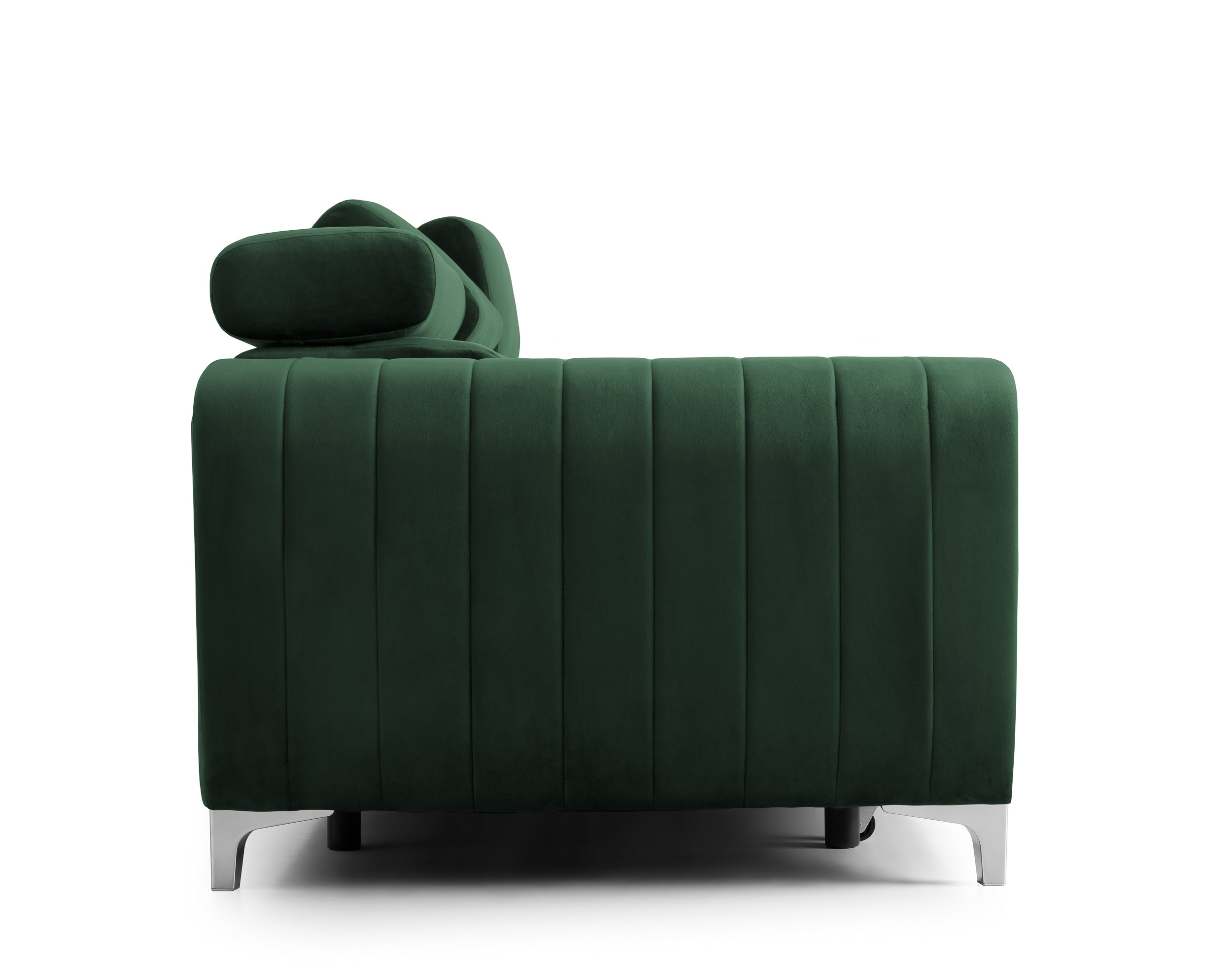 Canapea Extensibilă 3 locuri TIME, cu tetiere reglabile, cu suport lombar, 255x97x94 cm #color_Verde-Padure-Velluto