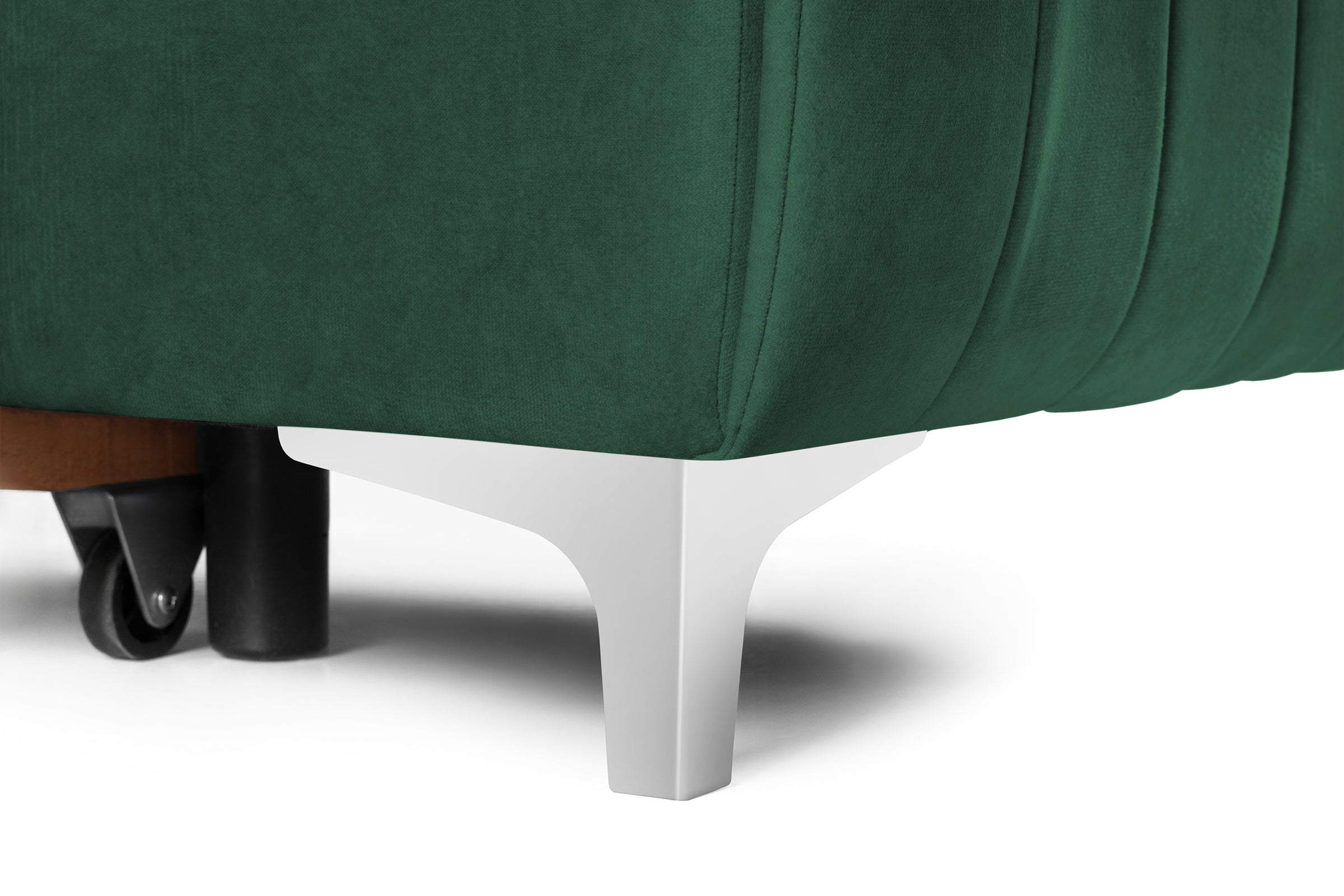 Colțar Extensibil LOFT, cu lada depozitare, tetiere reglabile, 295x170x95 cm, #color_Verde-Padure-Velluto