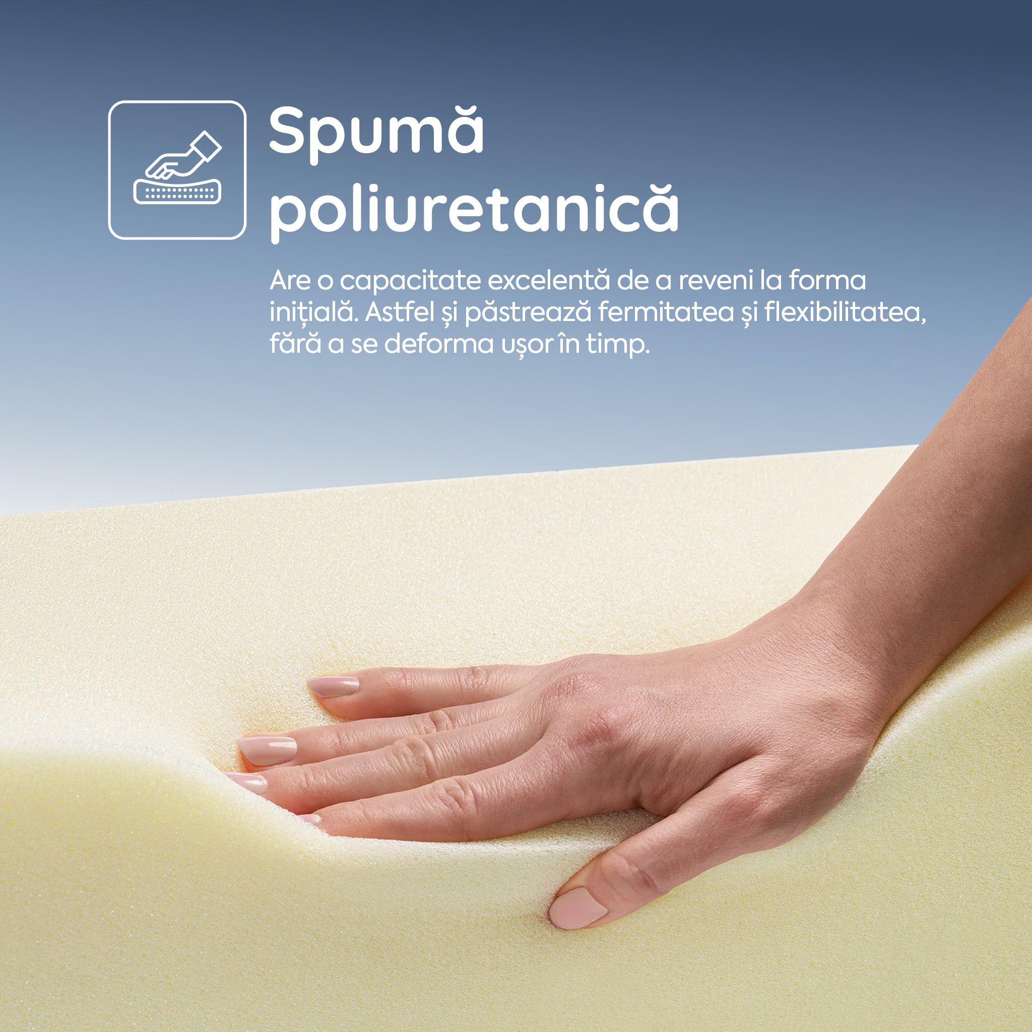 Saltea Ideal Sleep PERFECT COMFORT 4 in 1, spumă poliuretanica de susținere, spumă High Resilience, spumă cu memorie, husă detașabilă și lavabilă, superortopedică, Grosime 22 cm