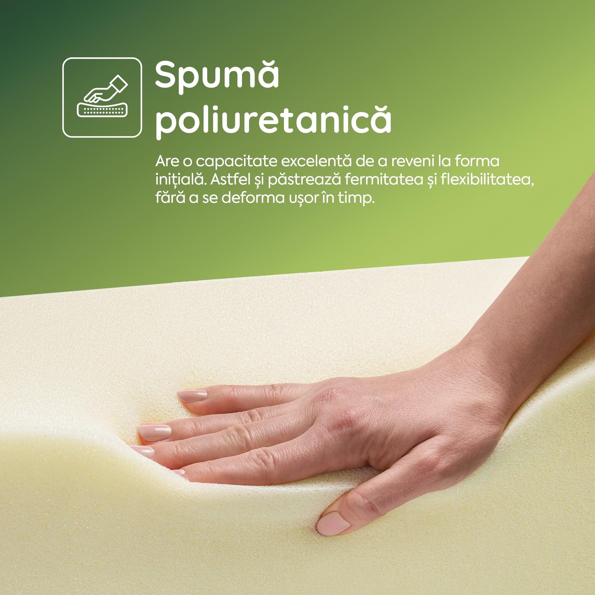 Saltea HYGENE THERAPY, spumă poliuretanică, reversibilă,  husă detașabilă cu fermoar, lavabilă, superortopedică, Grosime 22 cm - Prestige Home