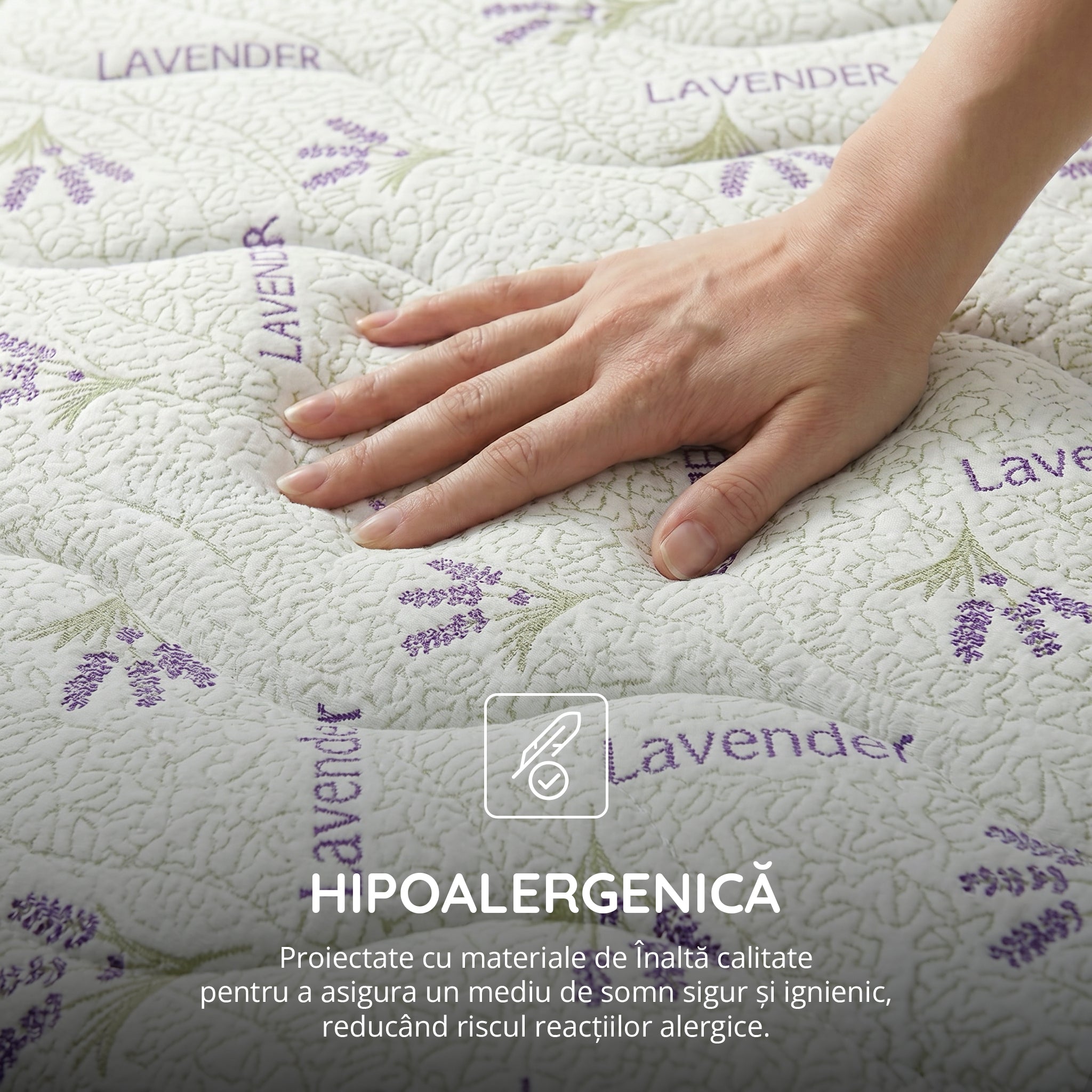 Saltea LAVENDER AIR-FRESH, spumă poliuretanică, reversibilă, hipoalergenică, super ortopedică, Grosime 19 cm  - Prestige Home