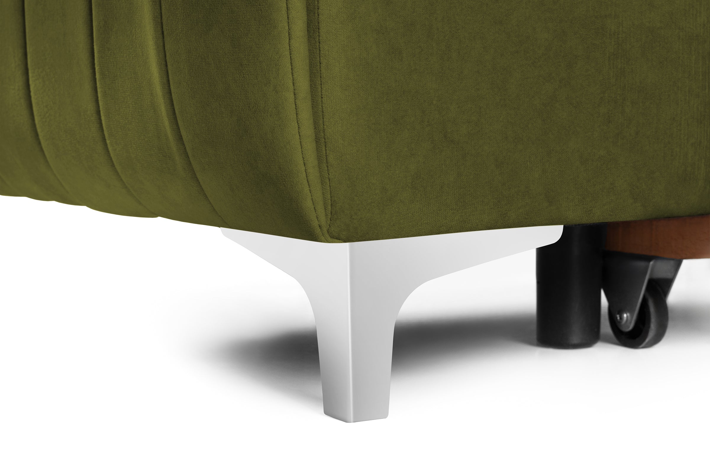 Colțar Extensibil LOFT, cu lada depozitare, tetiere reglabile, 295x170x95 cm, #color_Verde-Olive-Velluto