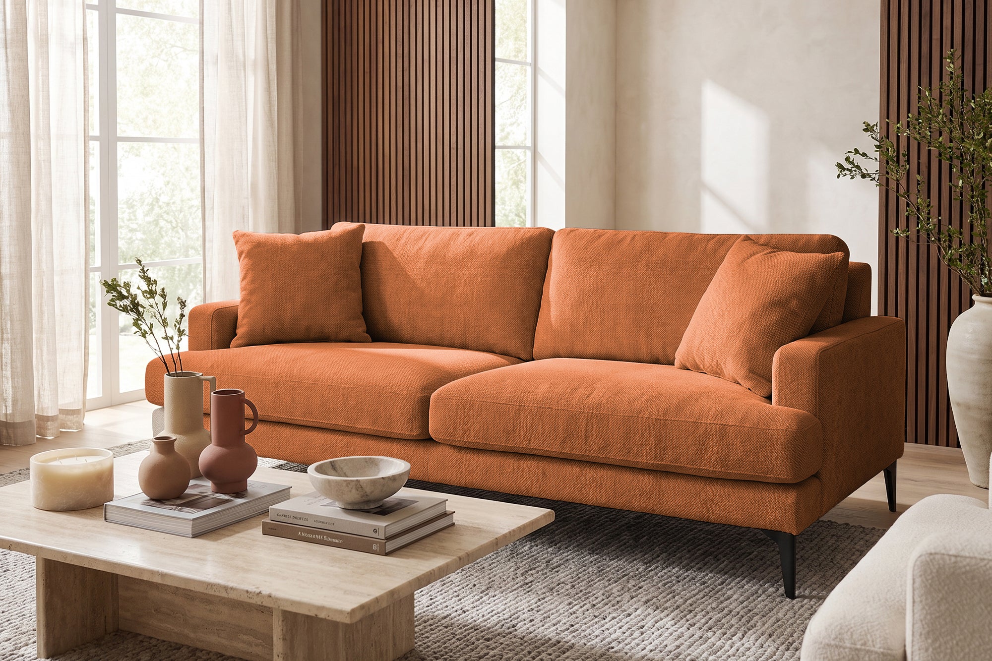 Colțar Fix AZURRO, cu ladă de depozitare, 280x90/180x85 cm - Prestigehome.ro - Colțar - Prestige #color_Portocaliu-Mystery
