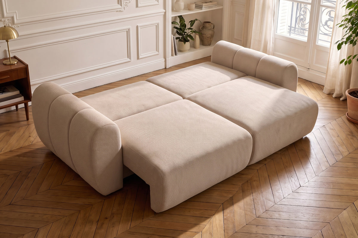 Canapea Extensibilă 3 locuri VERSA, cu 2 lăzi depozitare, 260x110x85 cm, #color_Bej-Loft
