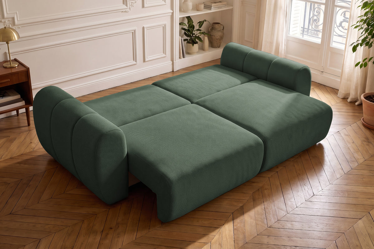 Canapea Extensibilă 3 locuri VERSA, cu 2 lăzi depozitare, 260x110x85 cm, #color_Verde-Inchis-Loft
