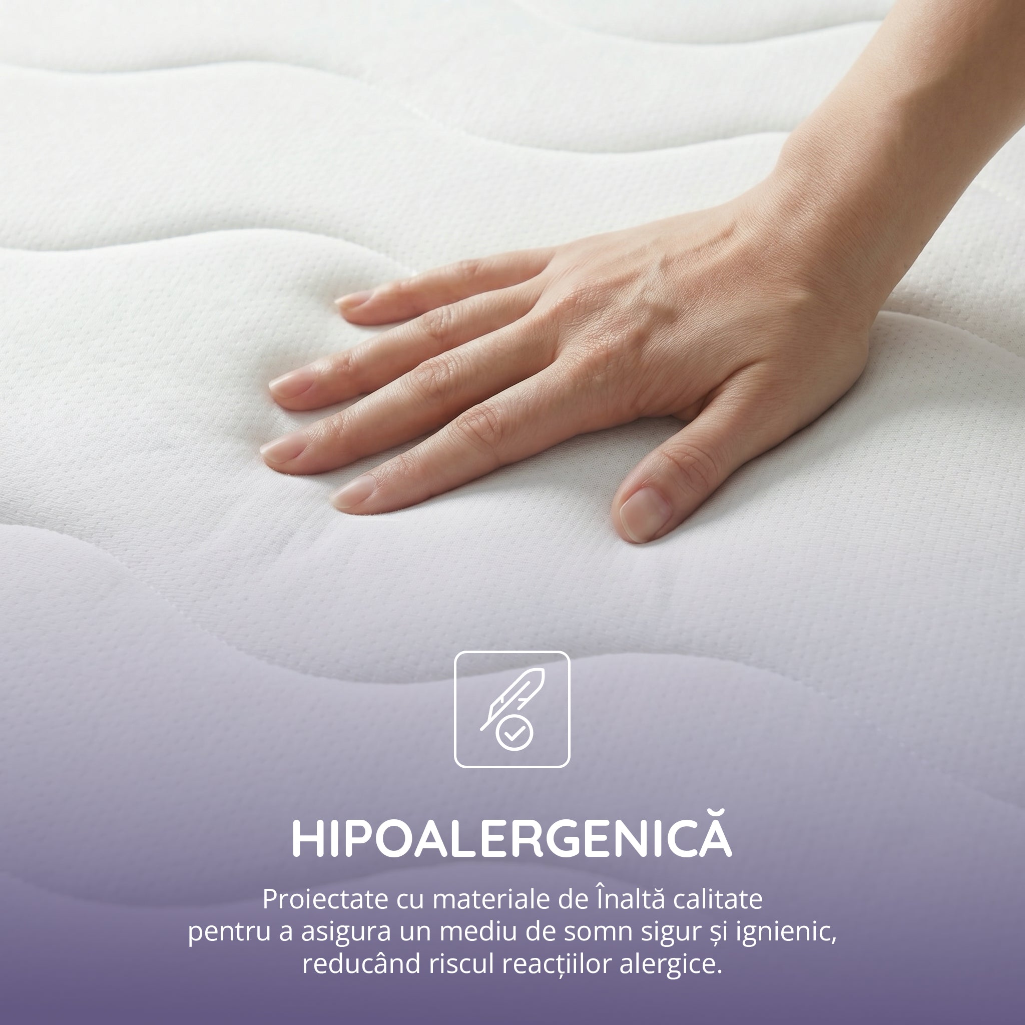 Saltea BASIC ERGO PURPLE LINE, spumă poliuretanică, reversibilă, hipoalergenică, ortopedică, Grosime 12 cm - Prestige Home
